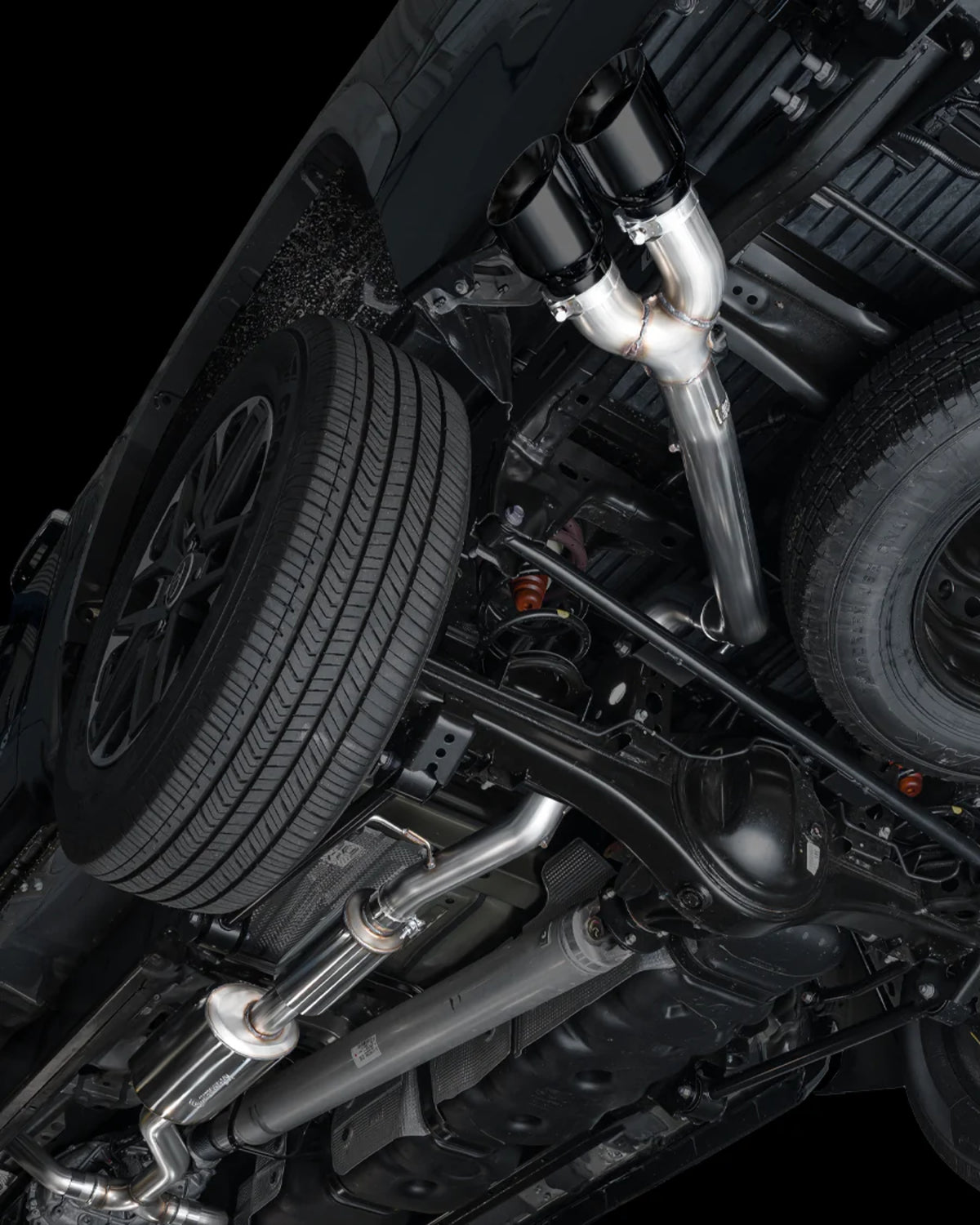 AWE 0FG 3 in Cat-Back Exhaust System with Dual Side Exits and Exhaust Tips in Diamond Black for 3rd-Gen Tundra (2022–Present)
