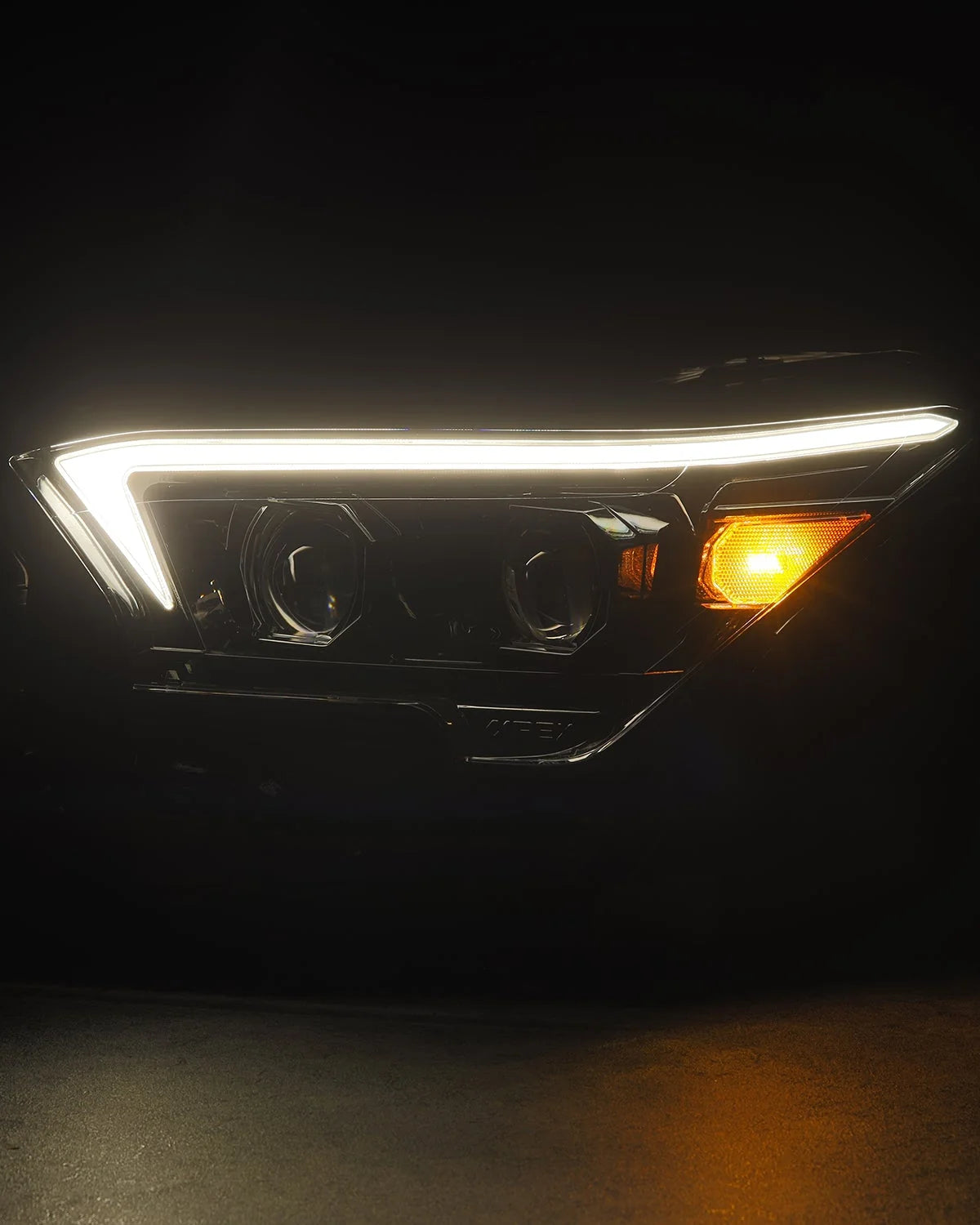 AlphaRex Luxx-Series OG-Style Sequential LED Projector Headlights with White/Amber DRL and Black Housing for 6th-Gen 4Runner (2025–Present) - Pair