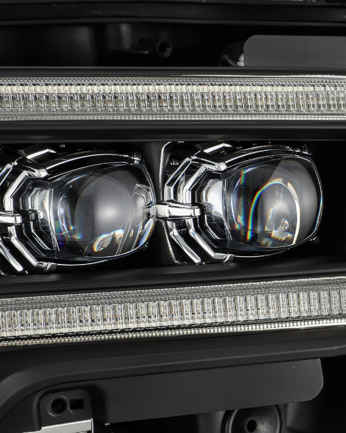 AlphaRex Nova-Series Sequential LED Projector Headlights with White/Amber DRL and Black Housing for 3rd-Gen Tacoma TRD with OEM Halogen Headlights (2016–2020) - Pair