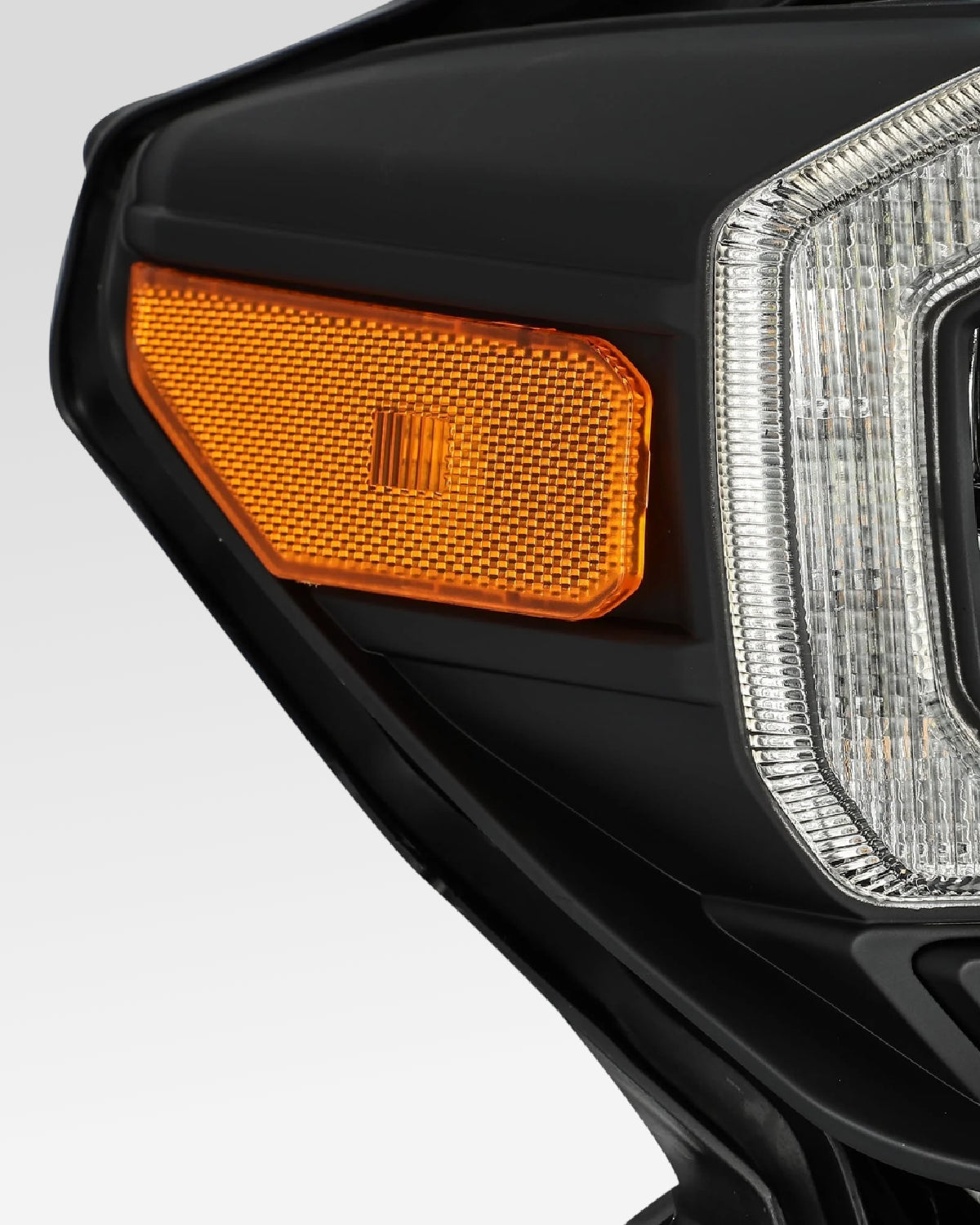 AlphaRex Nova-Series Sequential LED Projector Headlights with White/Amber DRL and Black Housing for 3rd-Gen Tacoma TRD with OEM Halogen Headlights (2016–2020) - Pair