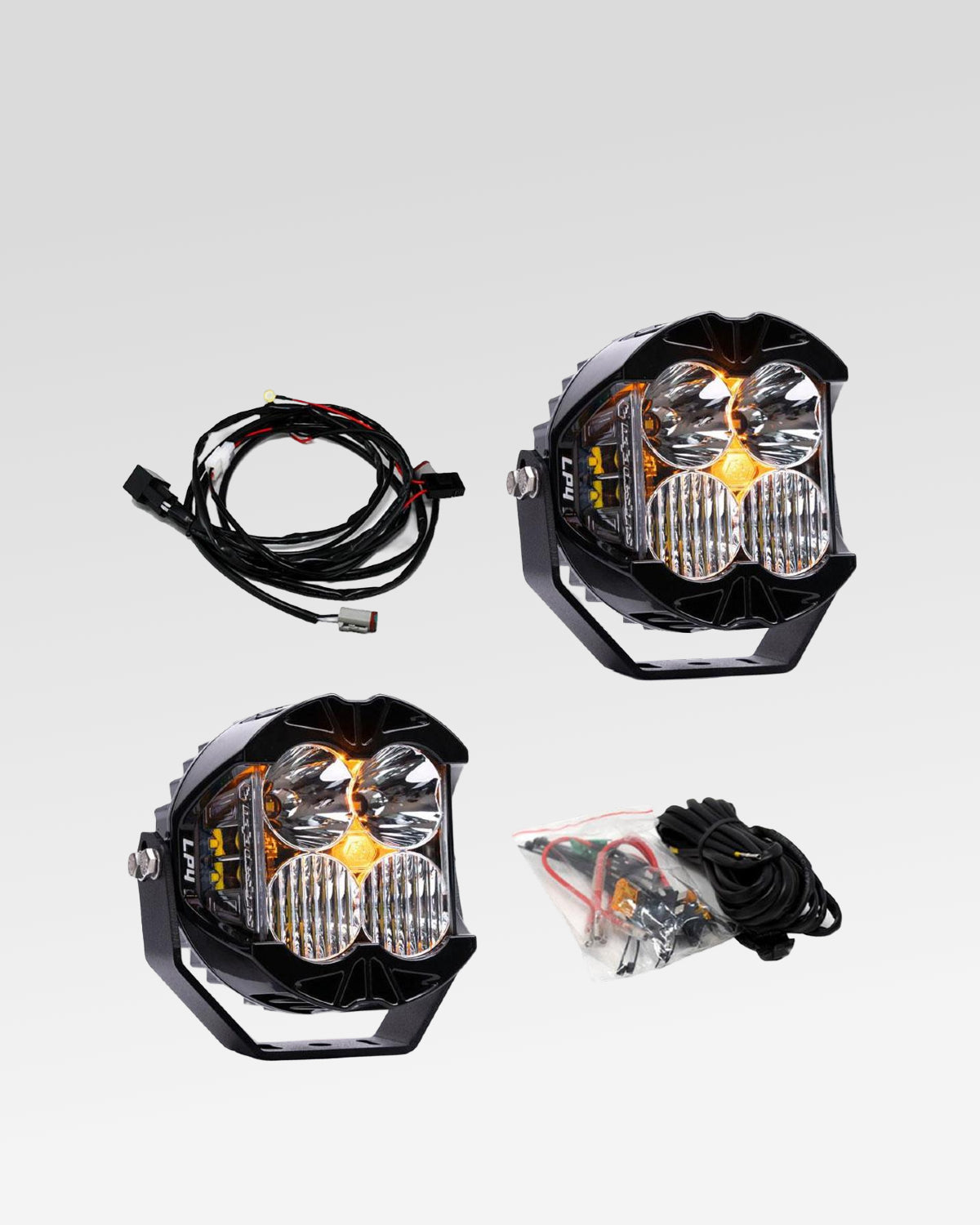 Baja Designs LP4 Pro LED Light Pods with Clear Driving/Combo Lens with Amber Backlight - Pair