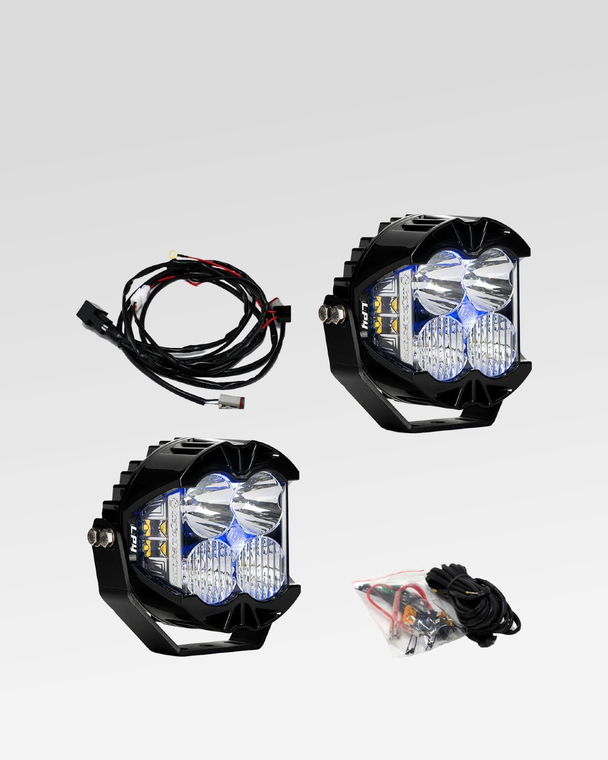 Baja Designs LP4 Pro LED Light Pods with Clear Driving/Combo Lens with Blue Backlight - Pair