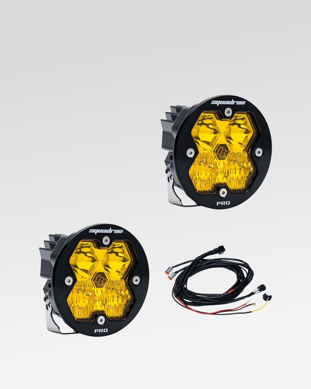 Baja Designs Squadron-R Pro 2.0 LED Light Pods with Driving-Combo Beam Pattern, Baja Amber Lens, and Wiring Harness - Pair