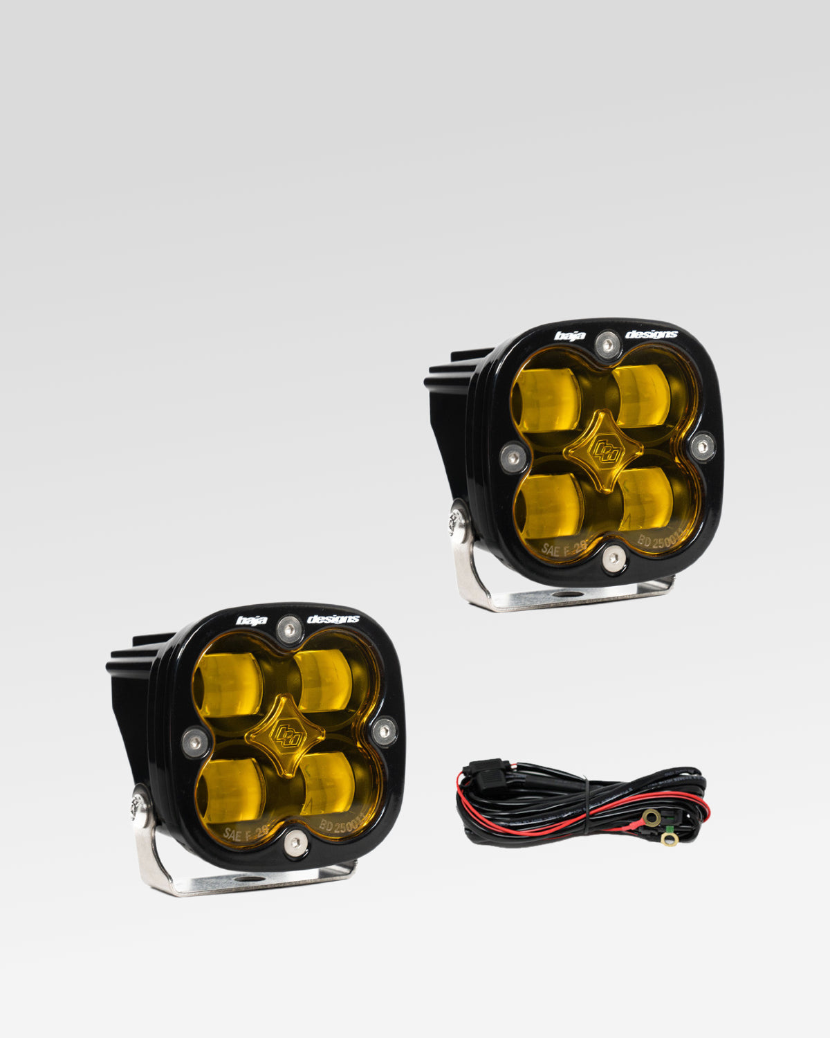 Baja Designs Squadron SAE LED Light Pods with Baja Amber SAE Fog Lens - Pair