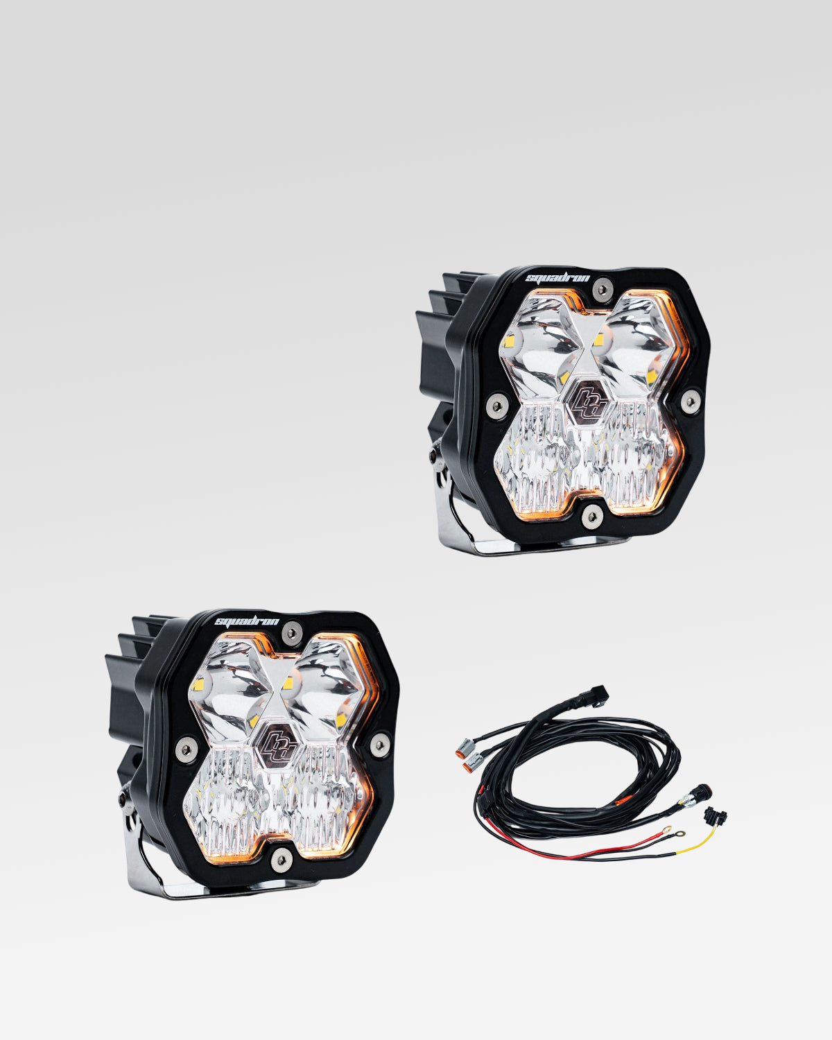Baja Designs Squadron Sport 2.0 LED Light Pods with Driving-Combo Beam Pattern, Clear Lens, and Wiring Harness - Pair