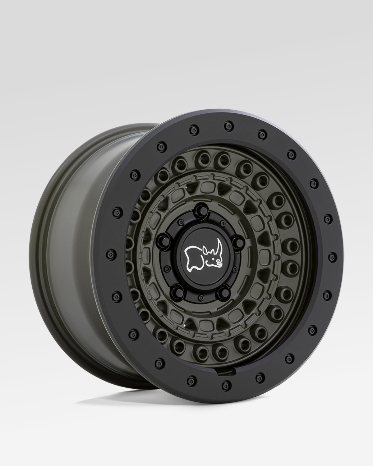 Black Rhino Barricade 17 x 8.5 in Wheel in Olive Drab Green with Black Protection Ring with -18 mm Offset