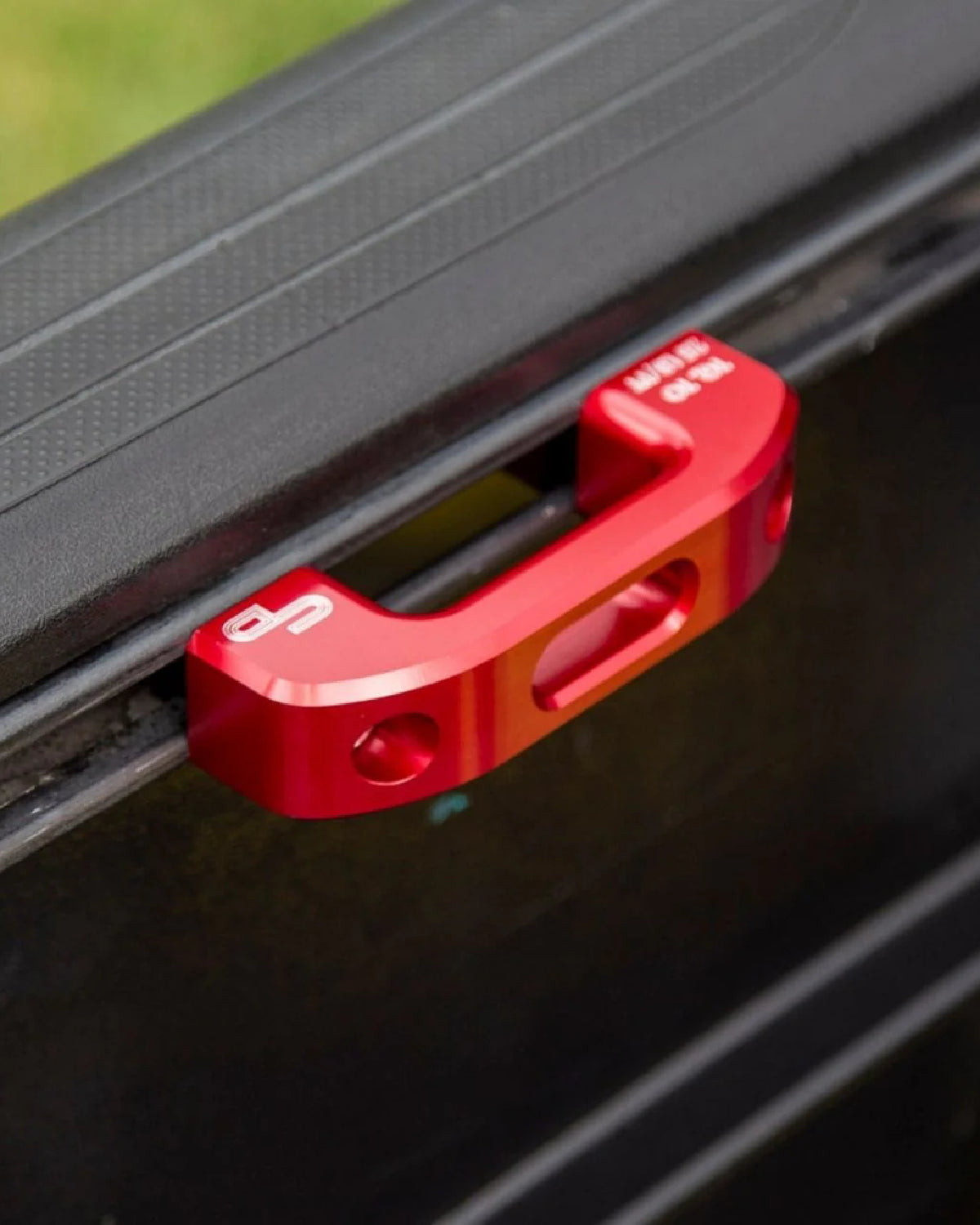 Charvonia Design Bed Rail Tie-Down Anchors in Red Anodized Finish for Toyota Tacoma (2005–Present) - Pair