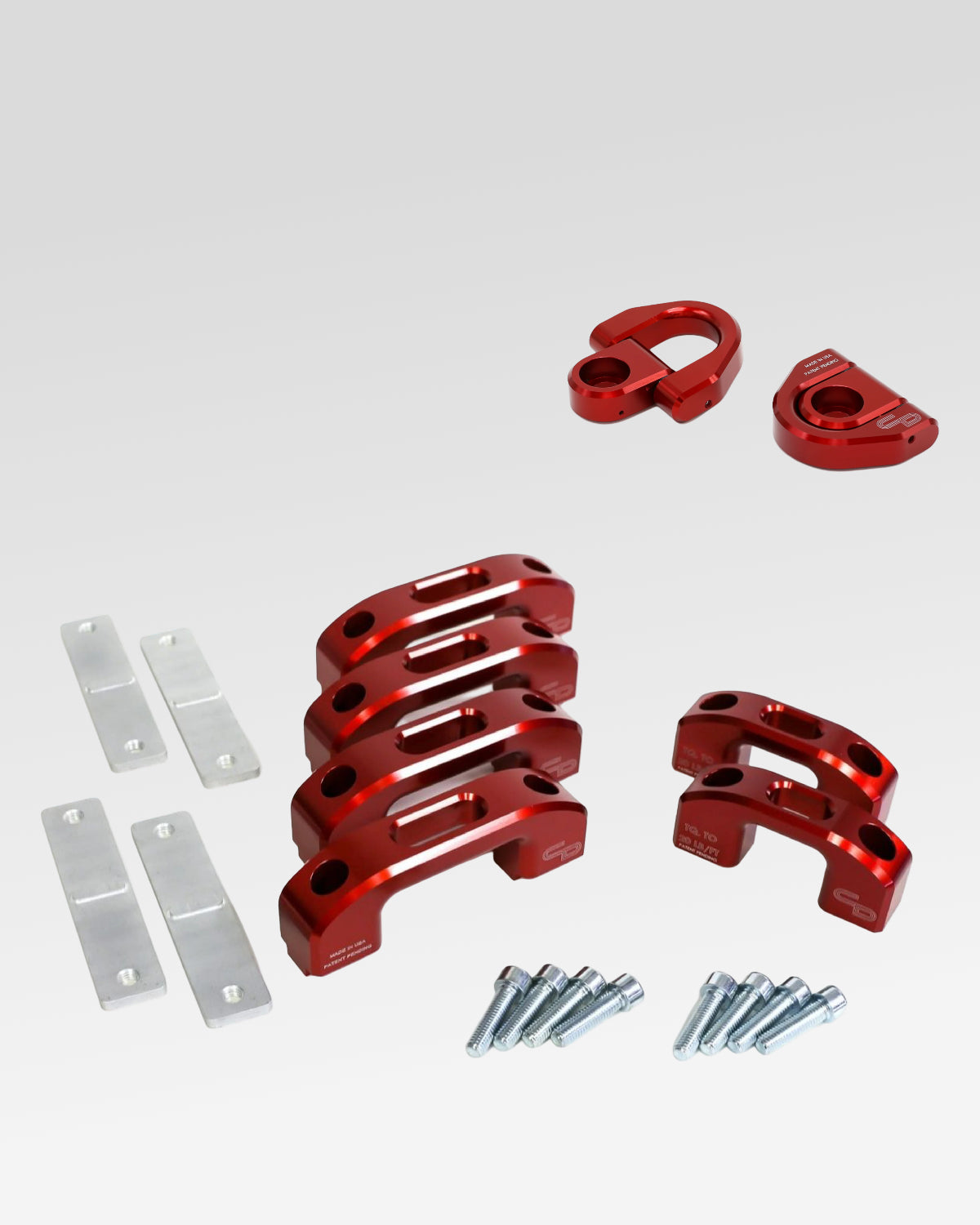 Charvonia Design Complete Bed Tie-Down Kit in Red Anodized Finish for Toyota Tacoma (2005–Present)