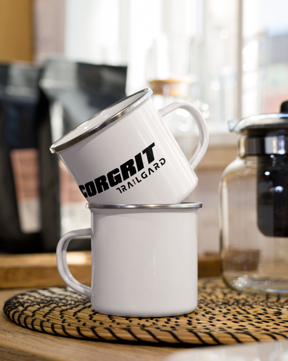 Corgrit Left-Handed Kids' Enamel Camp Mug - White