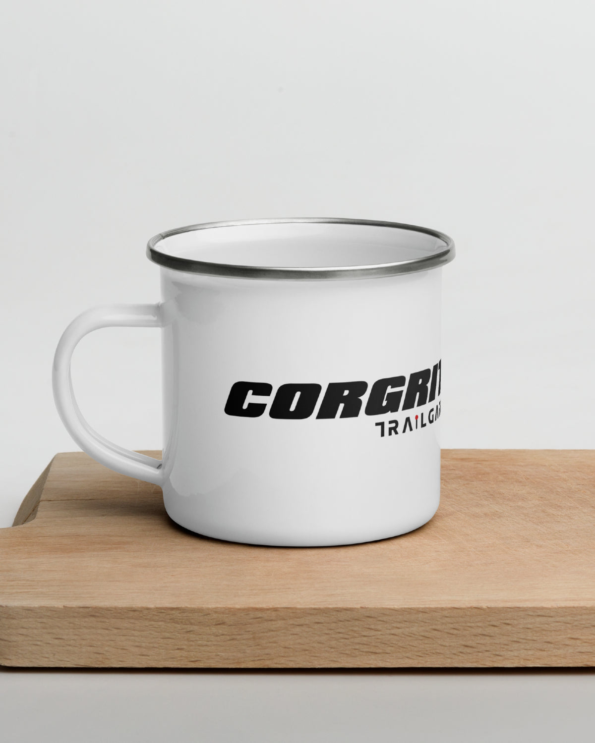 Corgrit Right-Handed Kids' Enamel Camp Mug - White