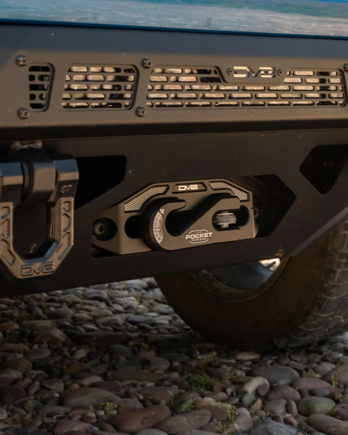 DV8 Offroad Fairlead with Recovery Hook in Satin Black Anodized Finish
