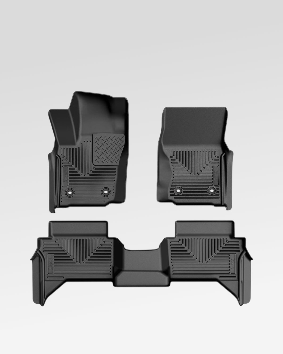 Husky Liners Weatherbeater First-Row and Second-Row Floor Mats in Black for 4th-Gen Tacoma i-Force with Automatic Transmission (2024–Present) - Set of 3