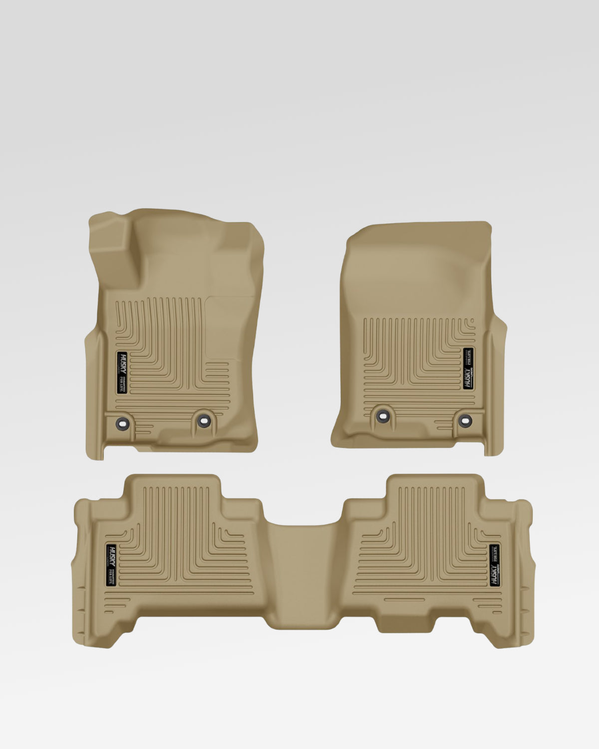 Husky Liners Weatherbeater First-Row and Second-Row Floor Mats in Tan Beige for 5th-Gen 4Runner (2013–2024) - Set of 3
