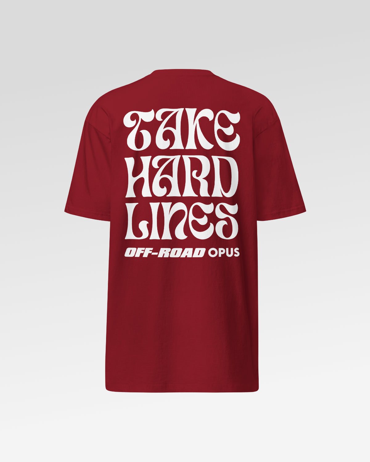 Off-Road Opus Take Hard Lines Men's Heavyweight T-Shirt - Crimson