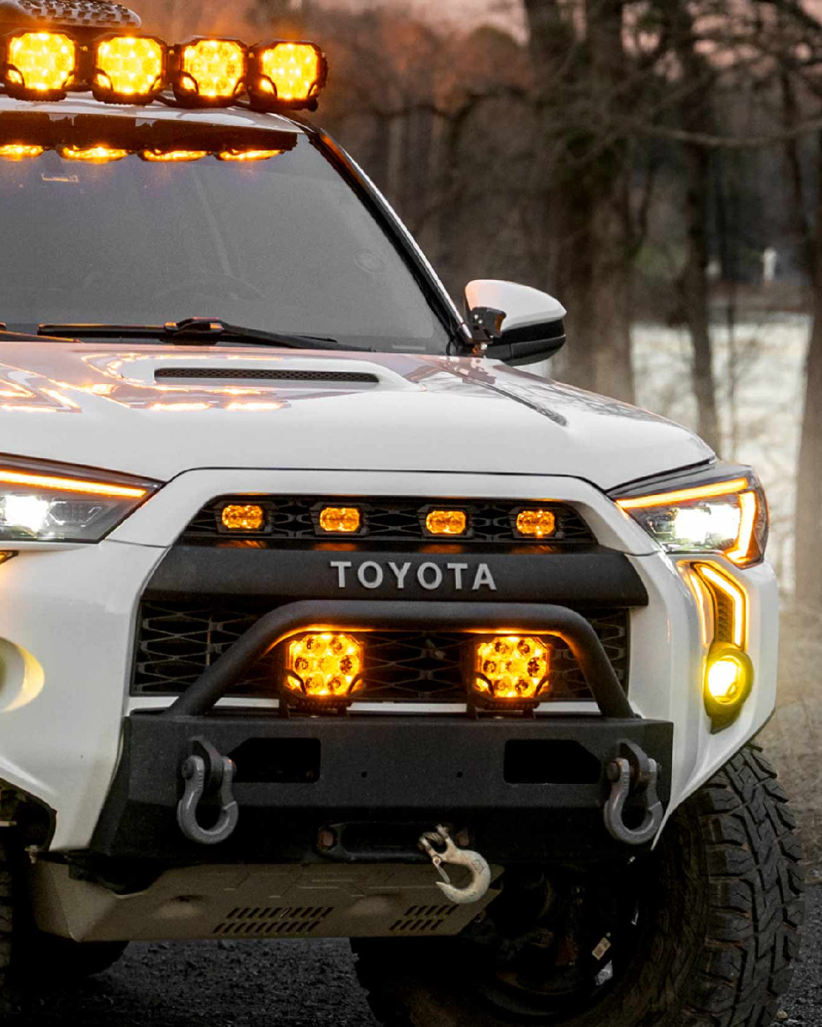 Morimoto XBG Upper Grille with 2Banger NCS LED Light Pods with SAE Multi-Pattern Beam Pattern and Yellow Lens for 5th-Gen 4Runner (2014–2024)