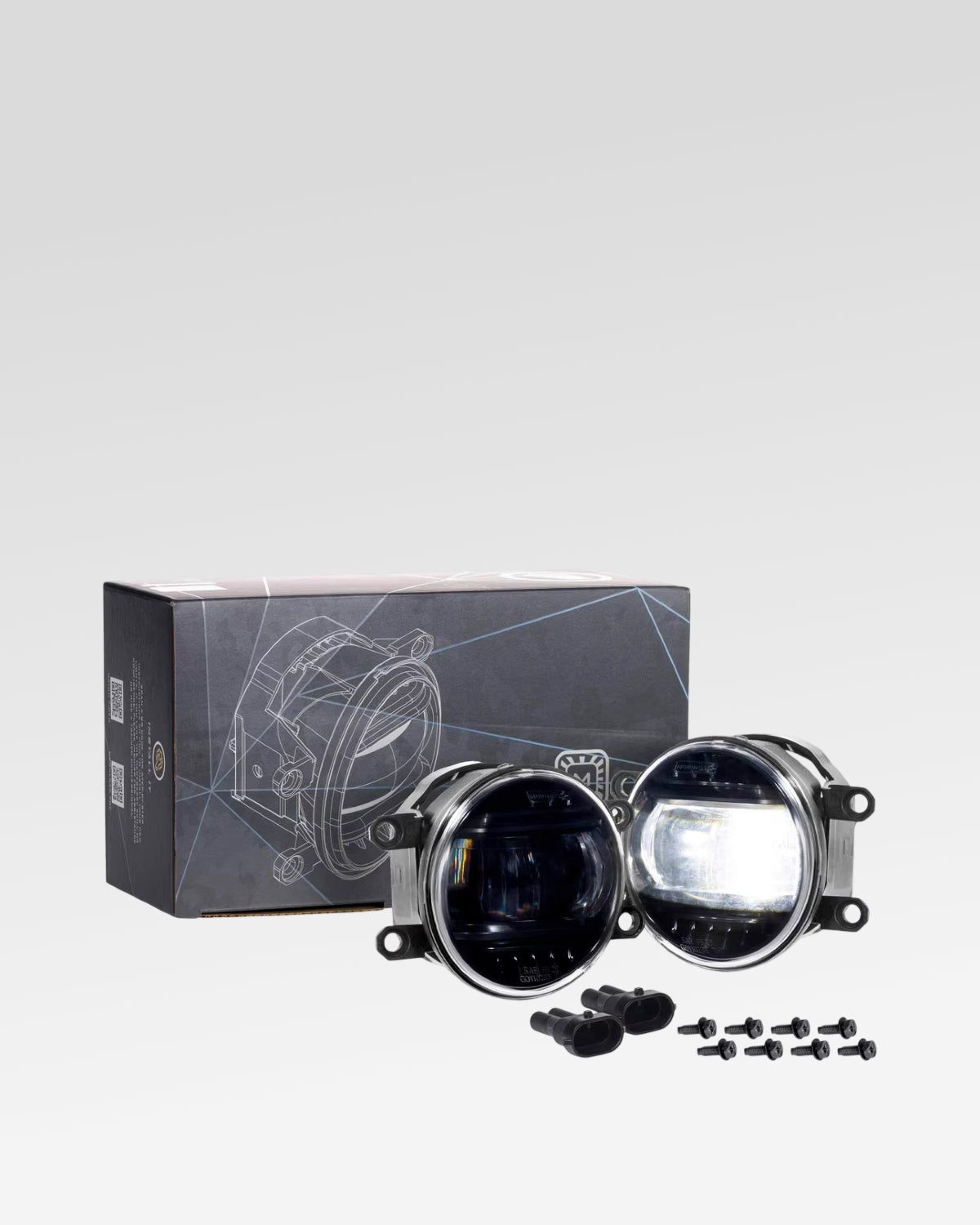 Morimoto XB Evo Type T LED Fog Lights with SAE Fog Beam Pattern, White Output, and Clear Lens for Toyota Tacoma (2012–2023) - Pair