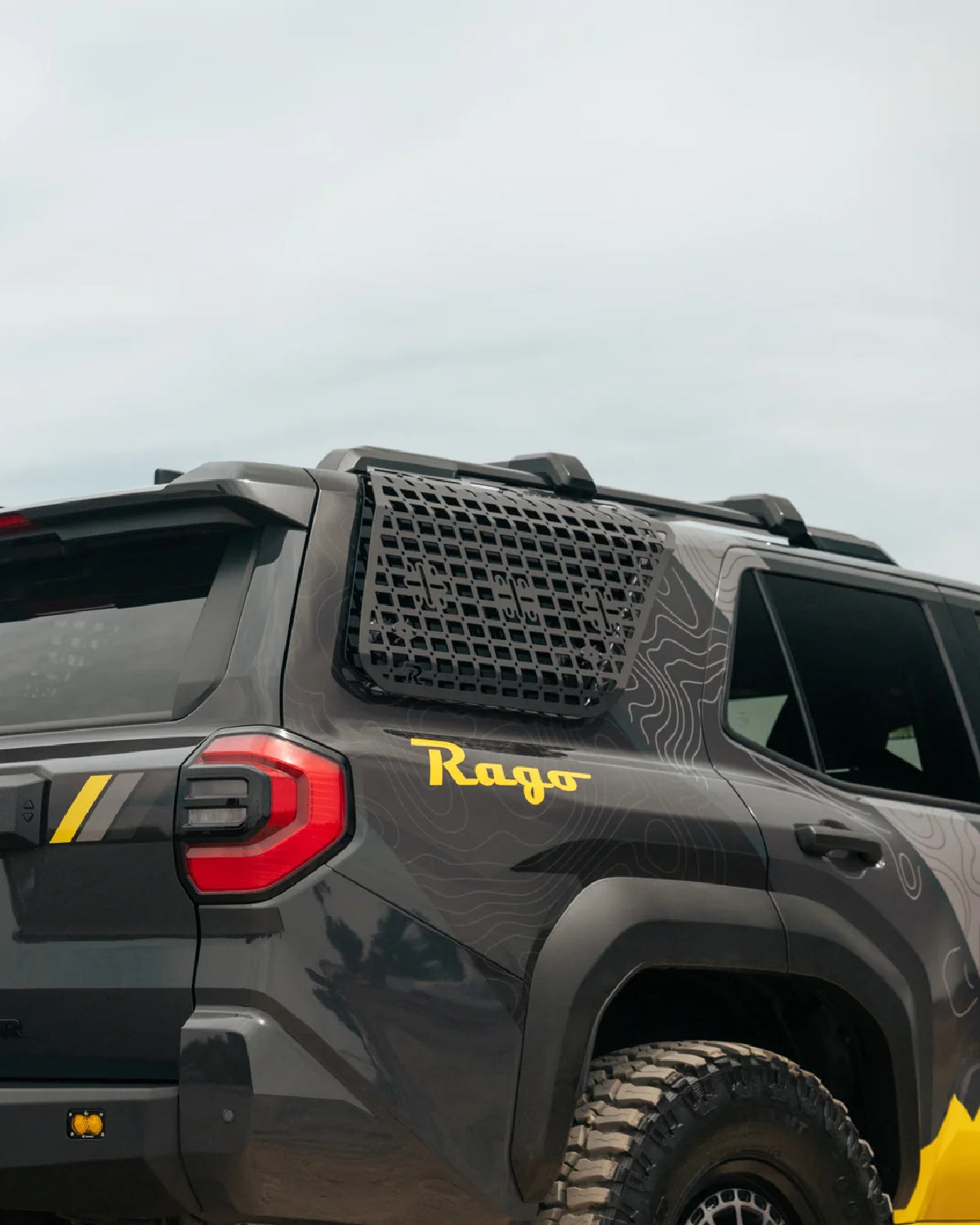Rago Fabrication Passenger's Side Rear Window Exterior MOLLE Panel for 6th-Gen 4Runner with OEM Roof Rails (2025–Present)
