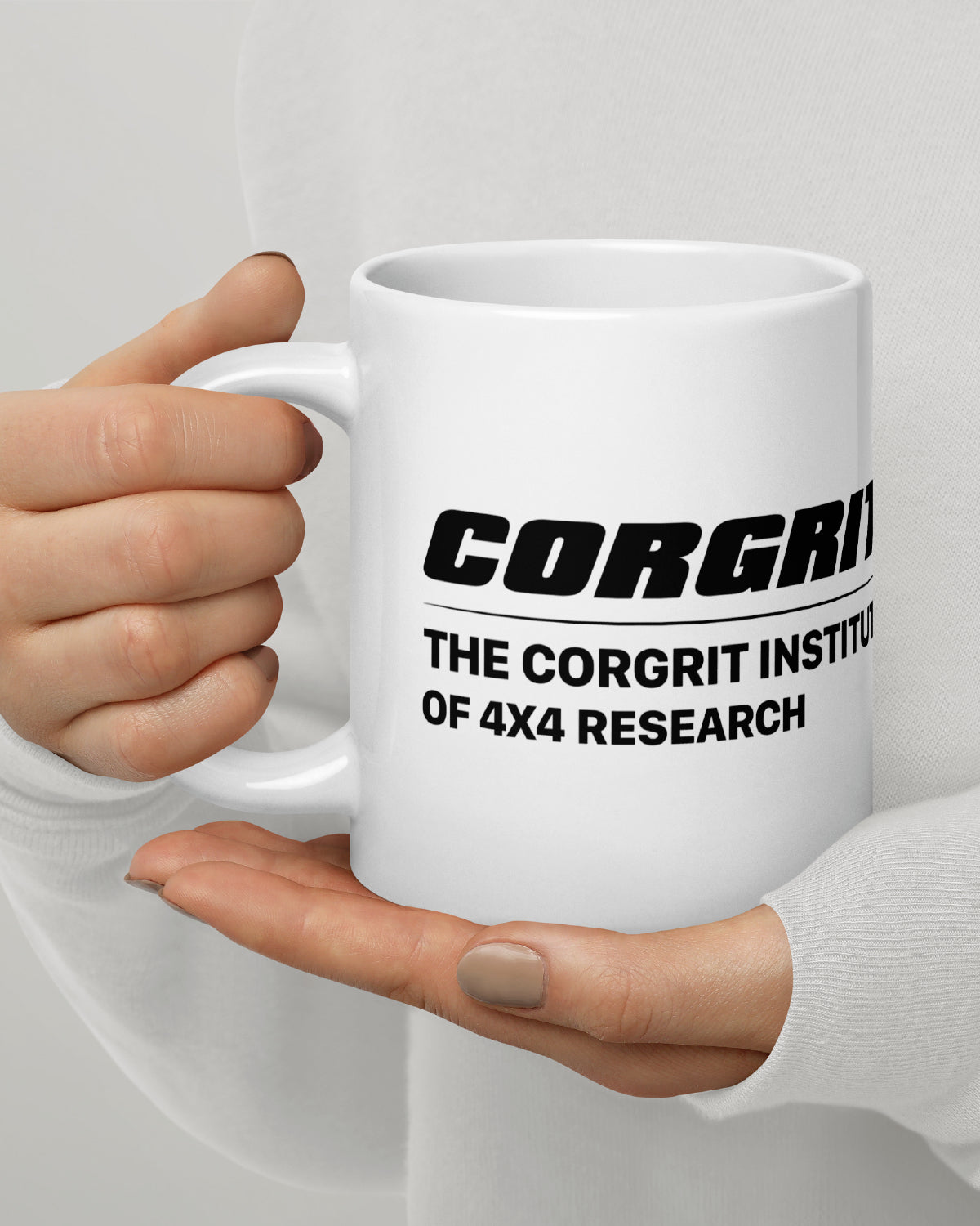 The Corgrit Institute of 4x4 Research Right-Handed Mug - White