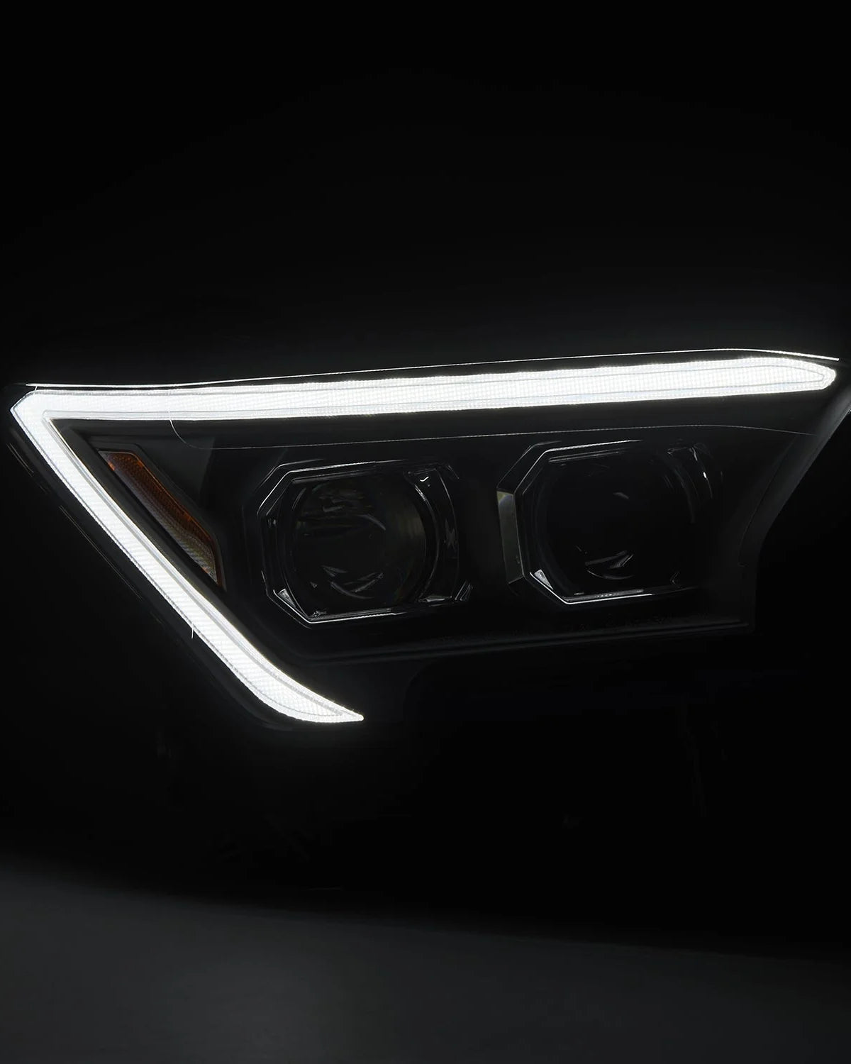 AlphaRex Luxx-Series Sequential LED Projector Headlights with White/Amber DRL and Black Housing for 4th-Gen Tacoma (2024–Present) - Pair