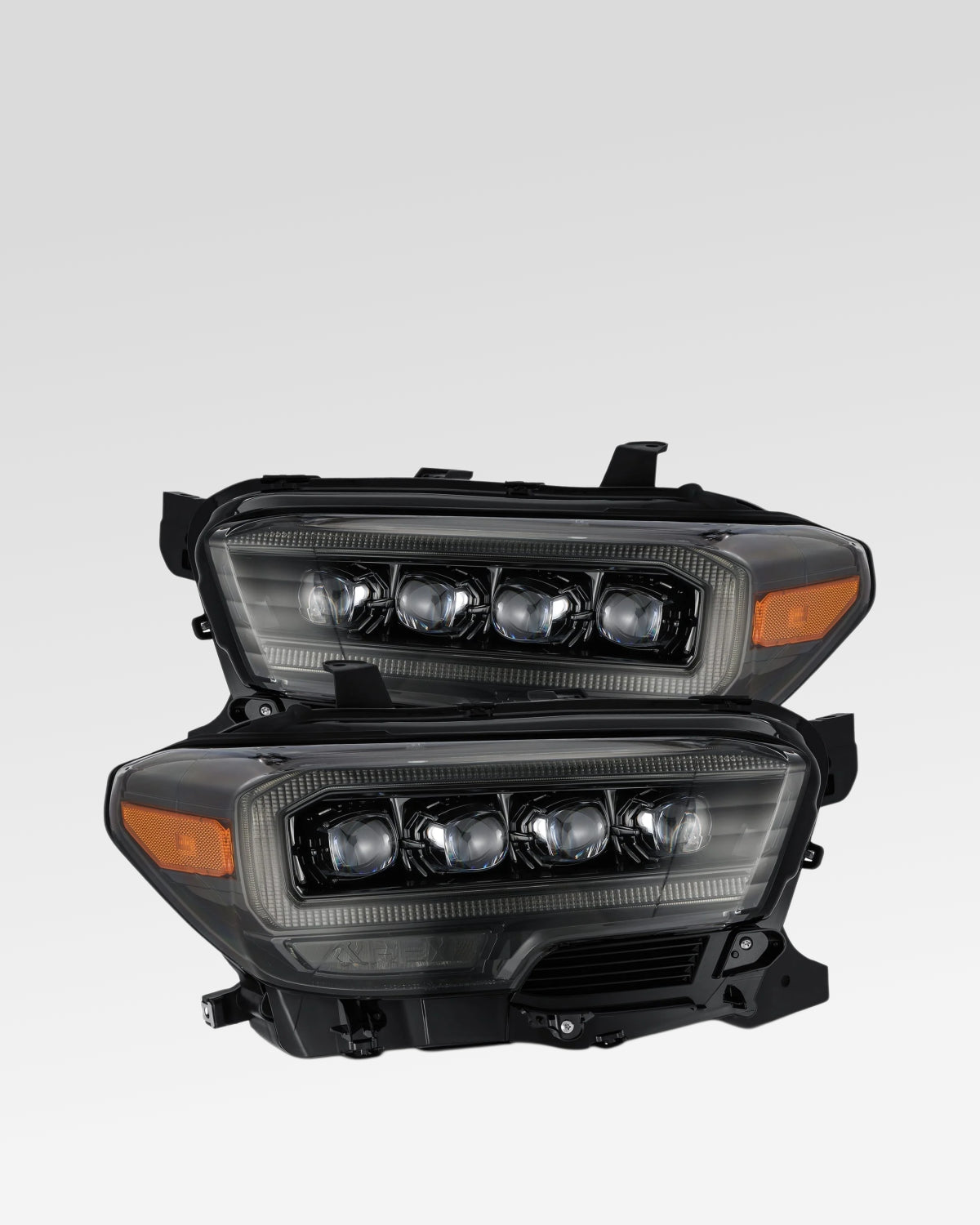 AlphaRex Nova-Series Sequential LED Projector Headlights with White/Amber DRL and Black Housing for 3rd-Gen Tacoma TRD with OEM LED Headlights (2016–2020) - Pair