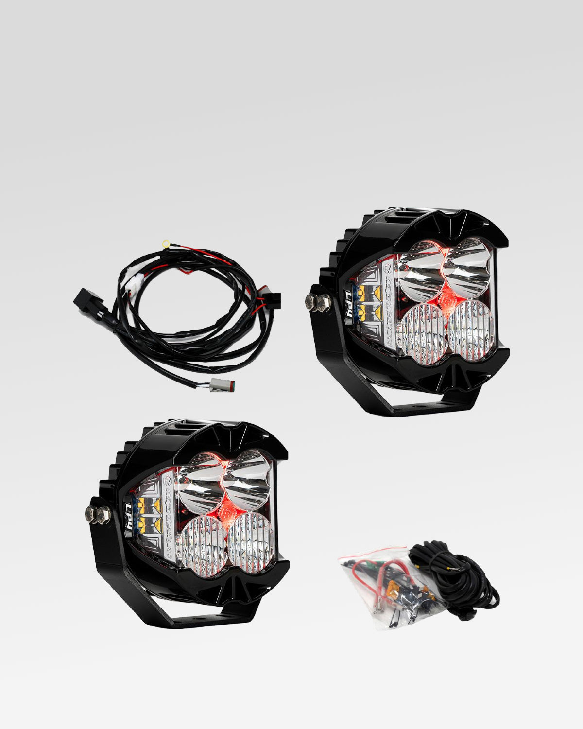 Baja Designs LP4 Pro LED Light Pods with Clear Driving/Combo Lens with Red Backlight - Pair
