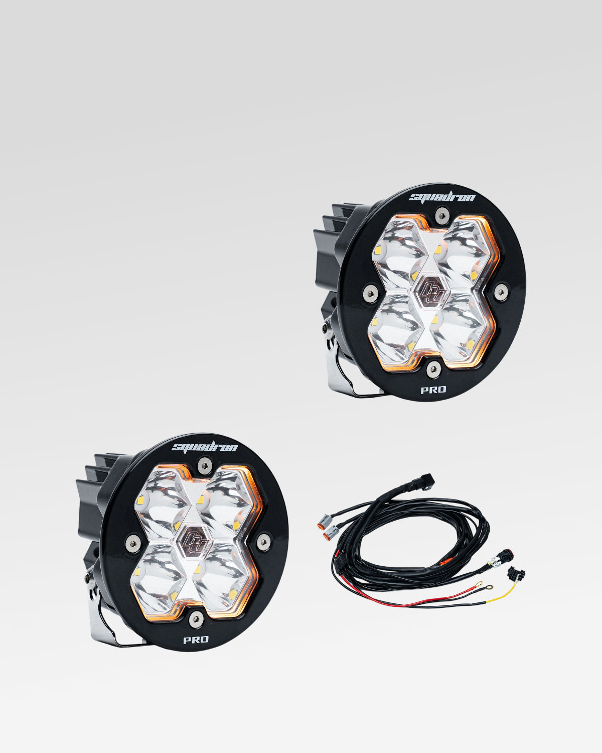 Baja Designs Squadron-R Pro 2.0 LED Light Pods with Spot Beam Pattern, Clear Lens, and Wiring Harness - Pair