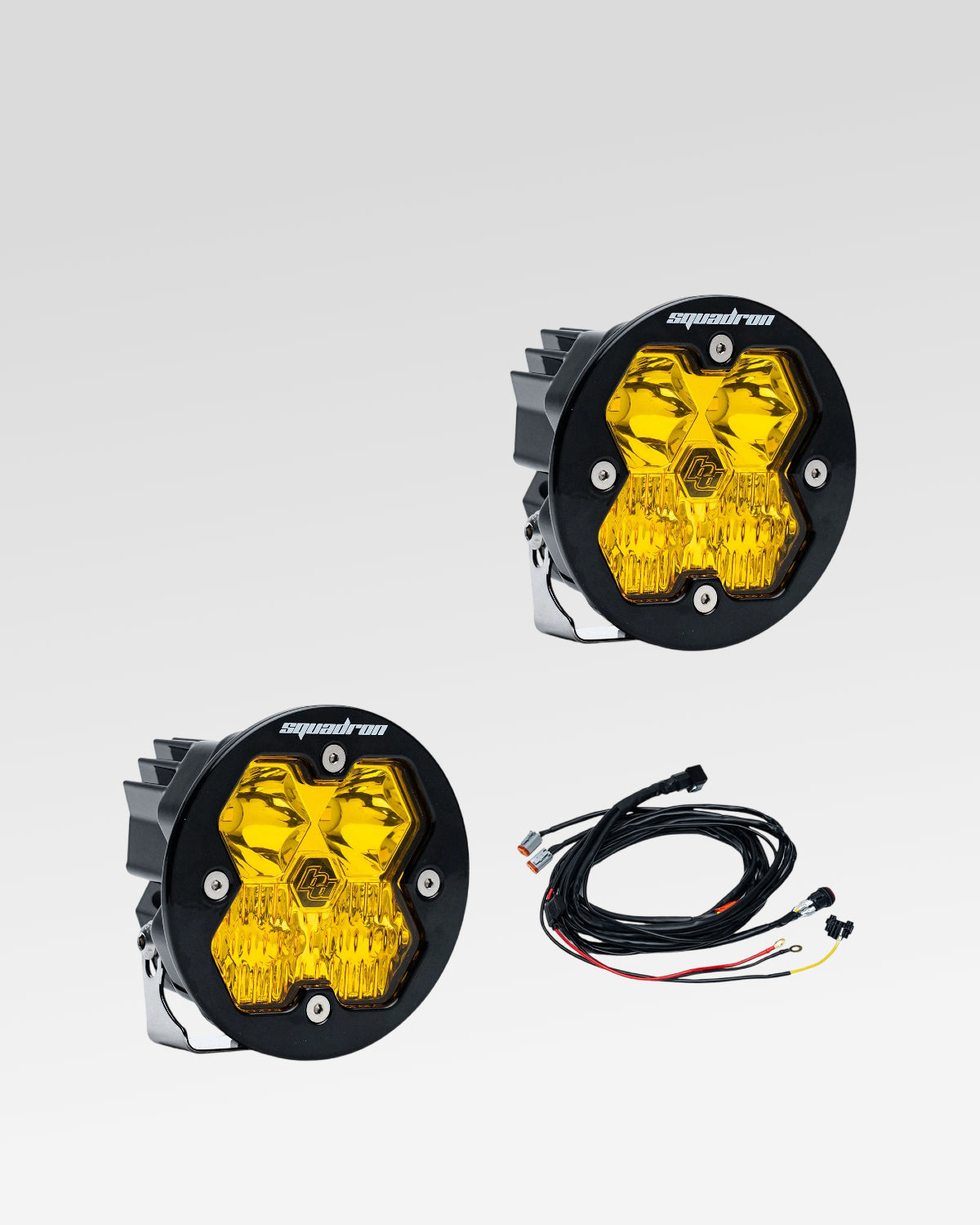 Baja Designs Squadron-R Sport 2.0 LED Light Pods with Driving-Combo Beam Pattern, Baja Amber Lens, and Wiring Harness - Pair
