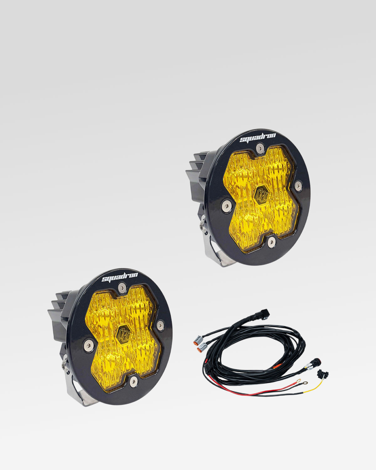 Baja Designs Squadron-R Sport 2.0 LED Light Pods with Wide Cornering Beam Pattern, Baja Amber Lens, and Wiring Harness - Pair