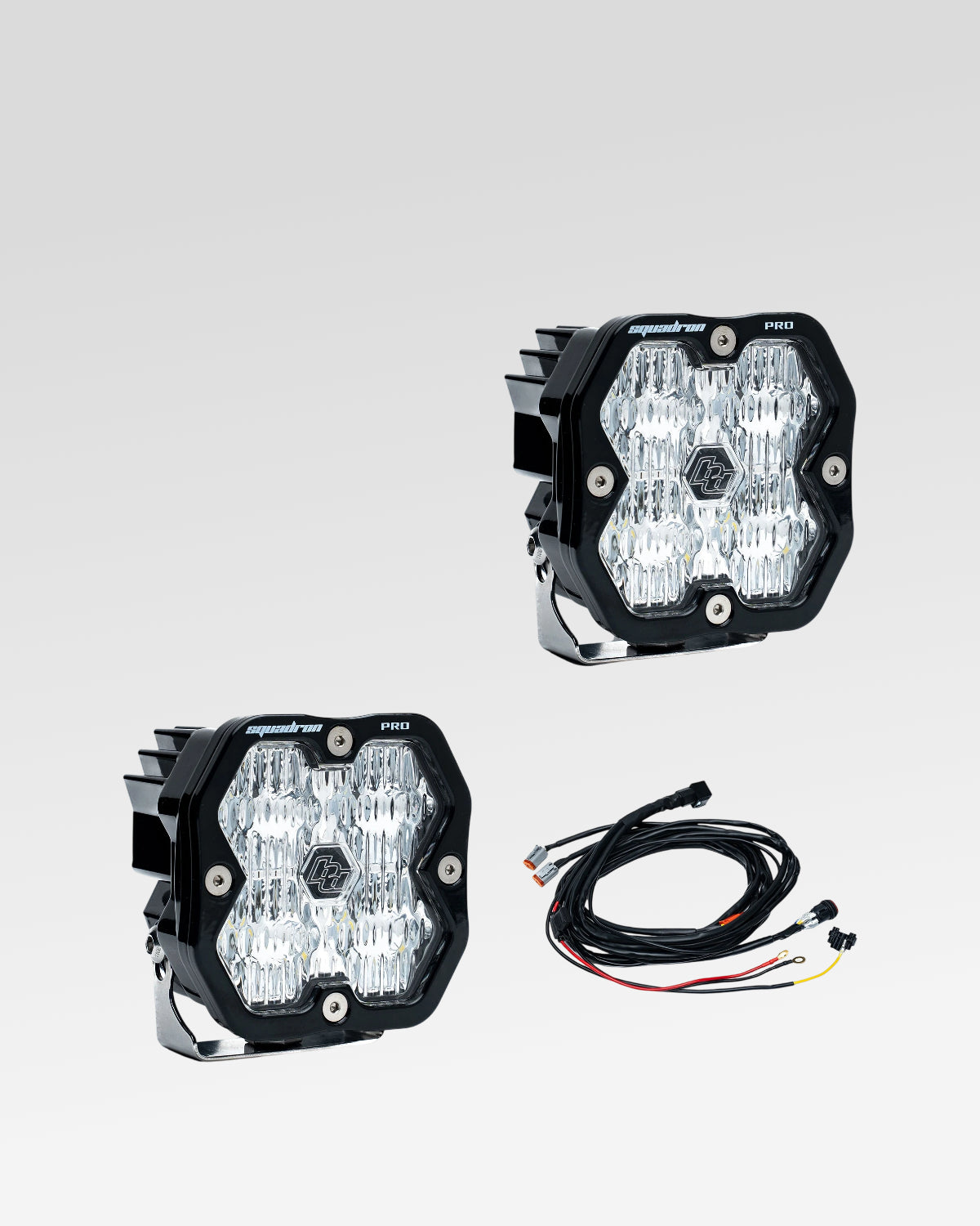 Baja Designs Squadron Pro 2.0 LED Light Pods with Wide Cornering Beam Pattern, Clear Lens, and Wiring Harness - Pair