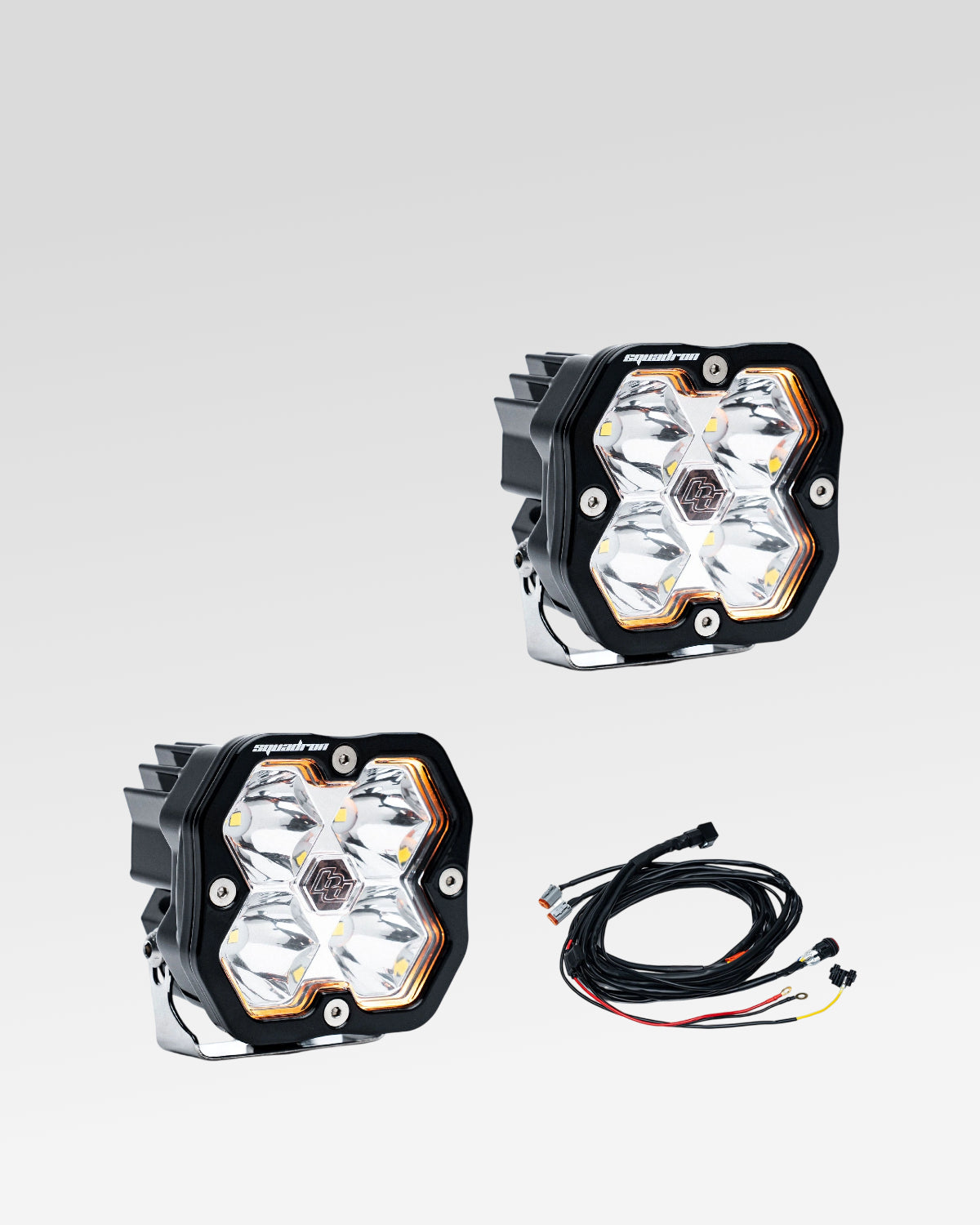 Baja Designs Squadron Sport 2.0 LED Light Pods with Spot Beam Pattern, Clear Lens, and Wiring Harness - Pair