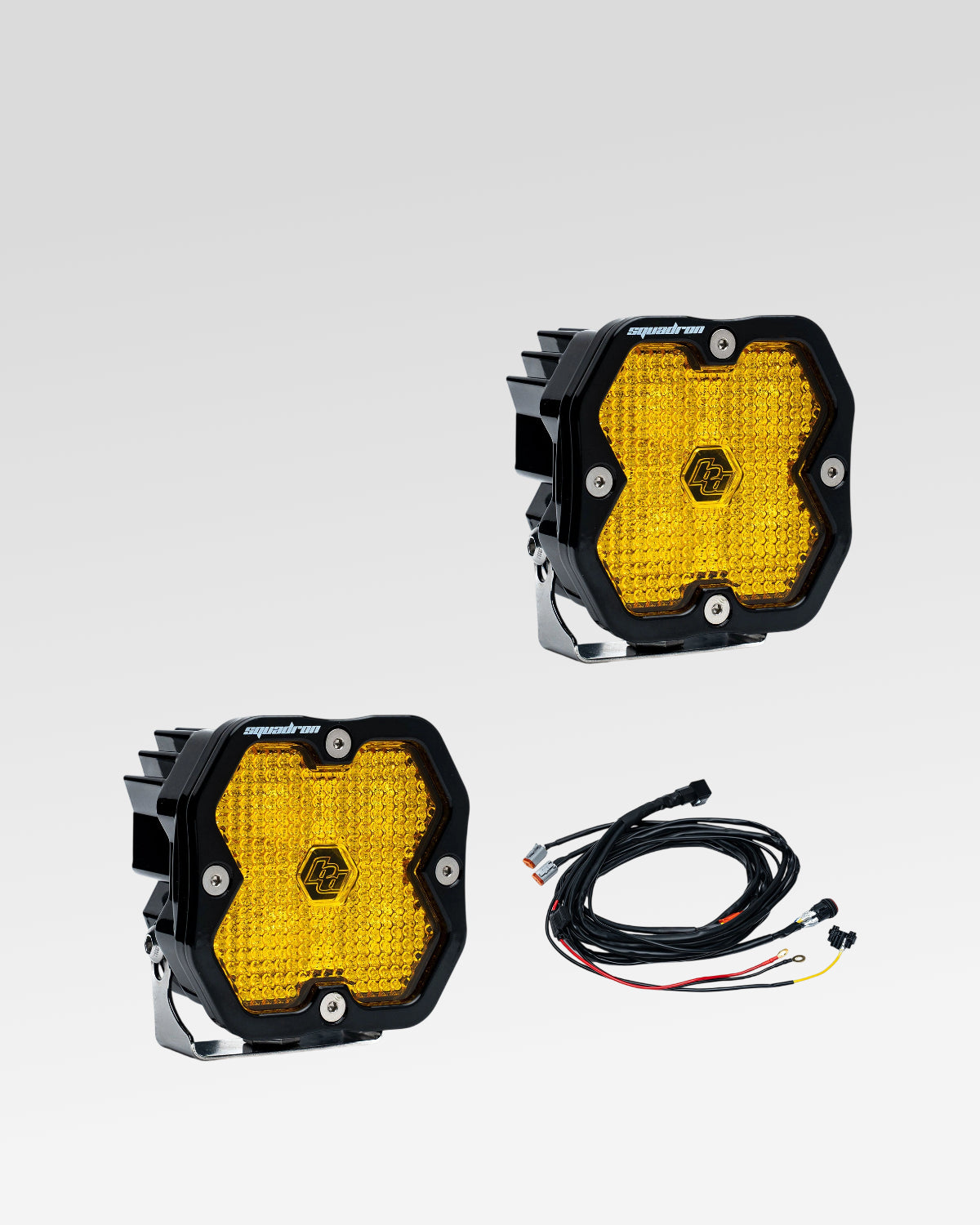 Baja Designs Squadron Sport 2.0 LED Light Pods with Work Scene Beam Pattern, Baja Amber Lens, and Wiring Harness - Pair