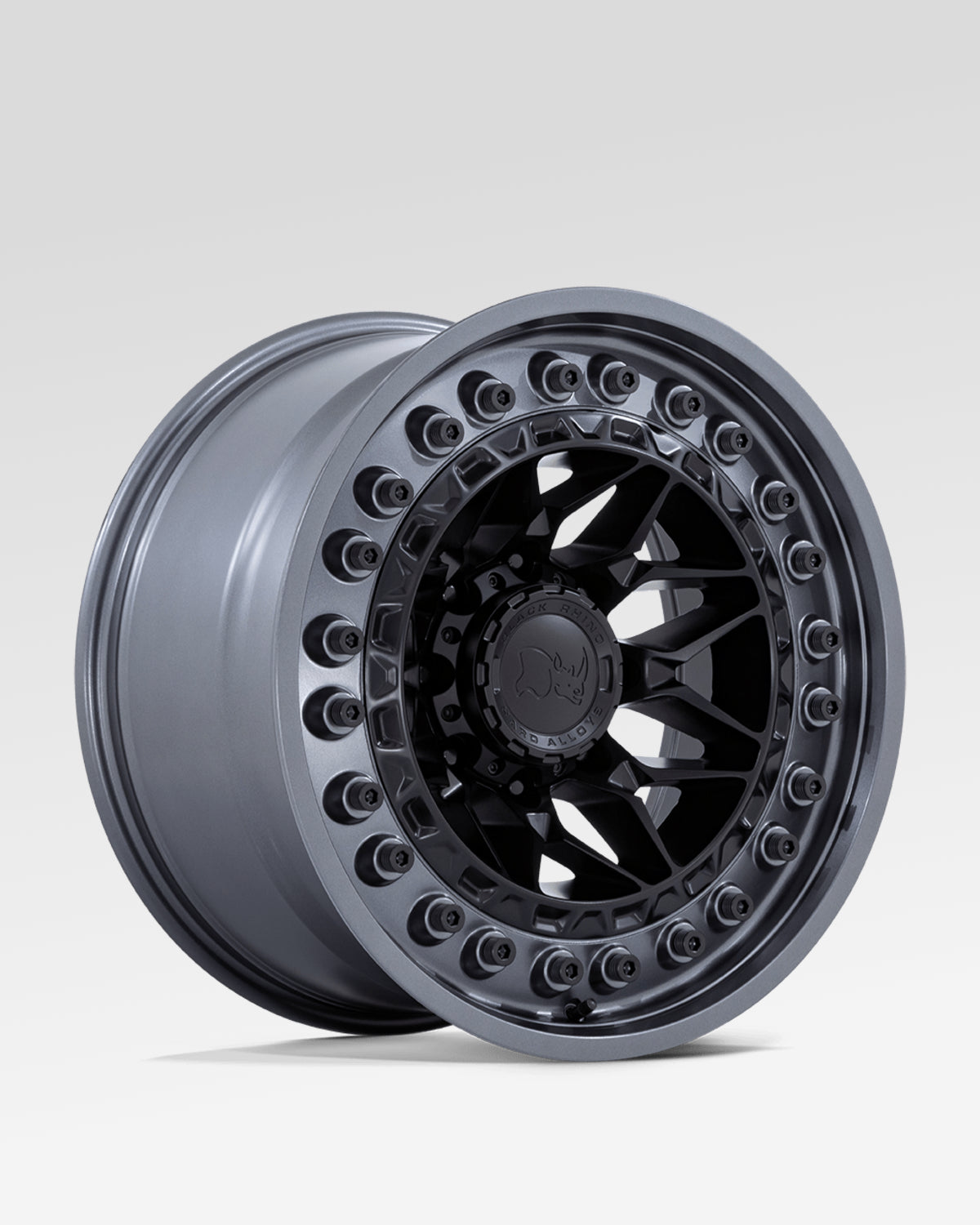 Black Rhino Alpha 17 x 9 in Wheel in Matte Black with Gunmetal Lip with -12 mm Offset