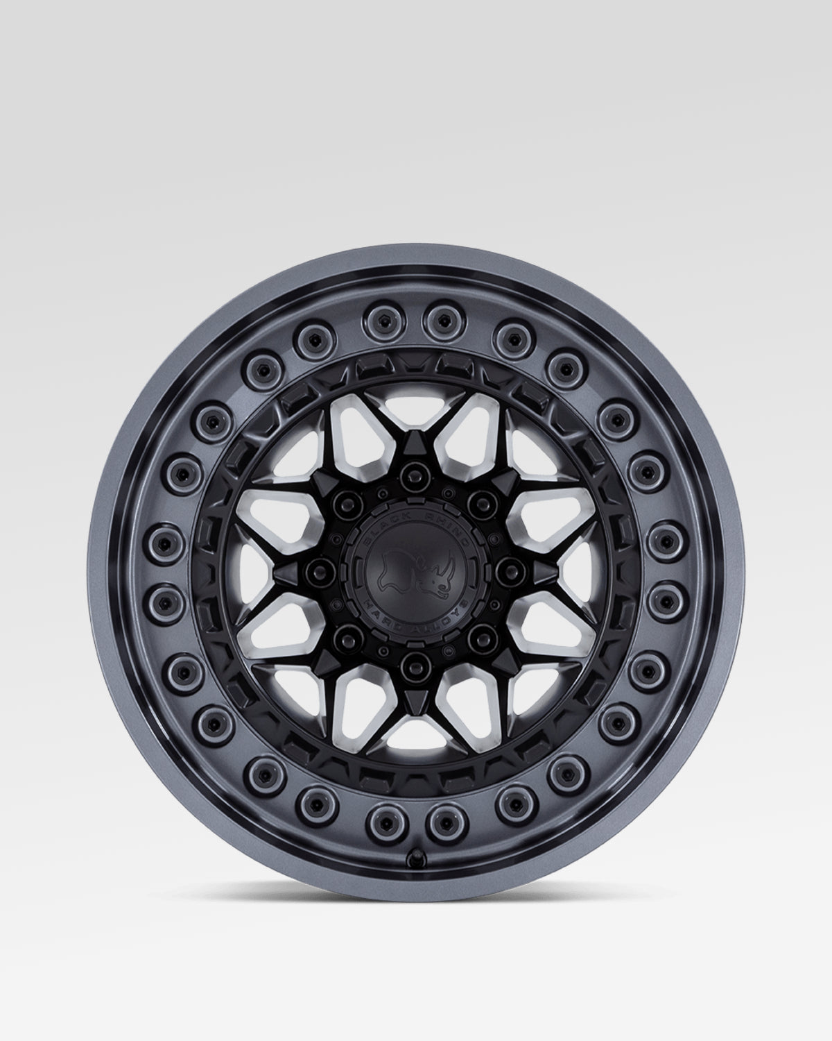 Black Rhino Alpha 17 x 9 in Wheel in Matte Black with Gunmetal Lip with 0 mm Offset