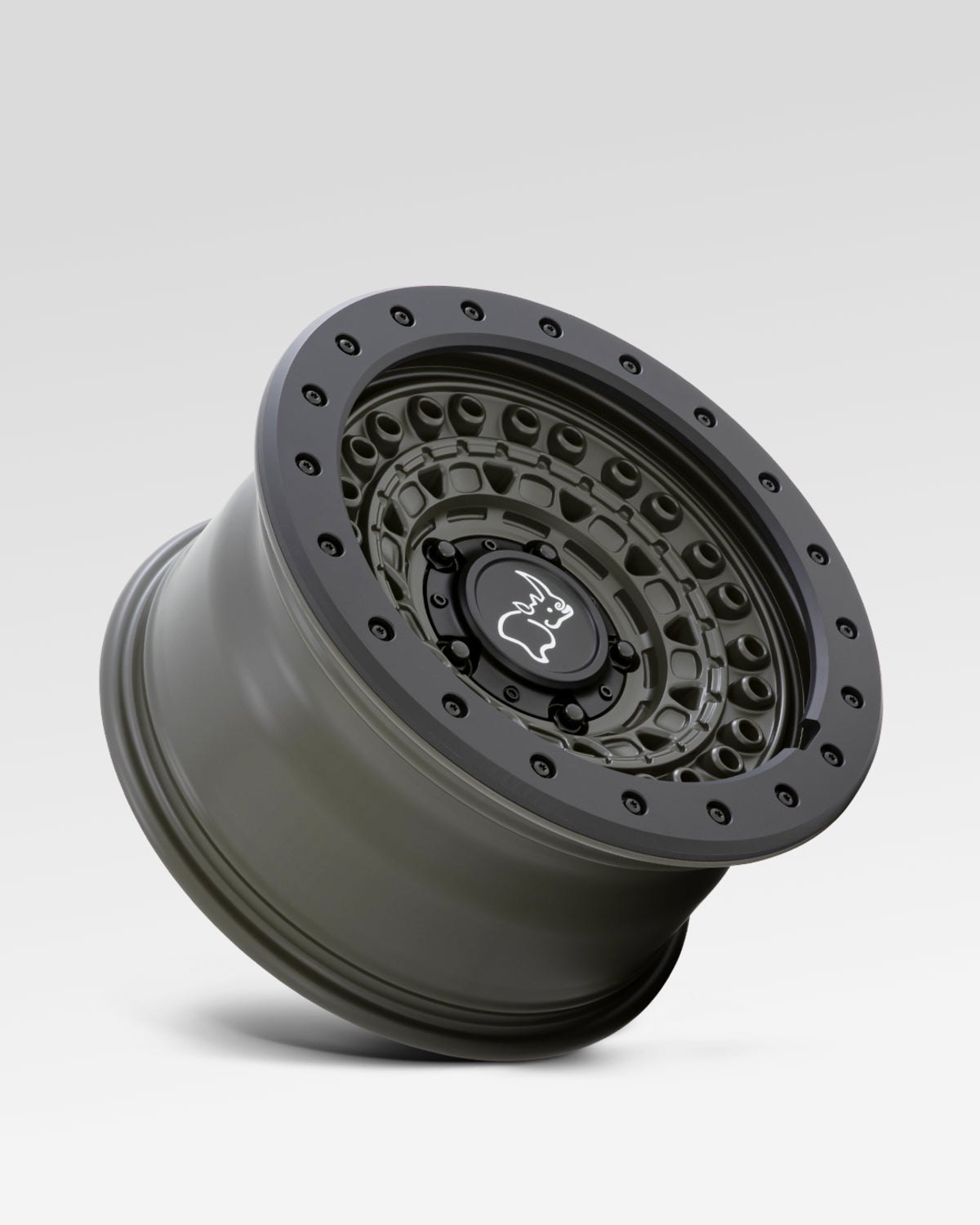 Black Rhino Barricade 17 x 8.5 in Wheel in Olive Drab Green with Black Protection Ring with -18 mm Offset