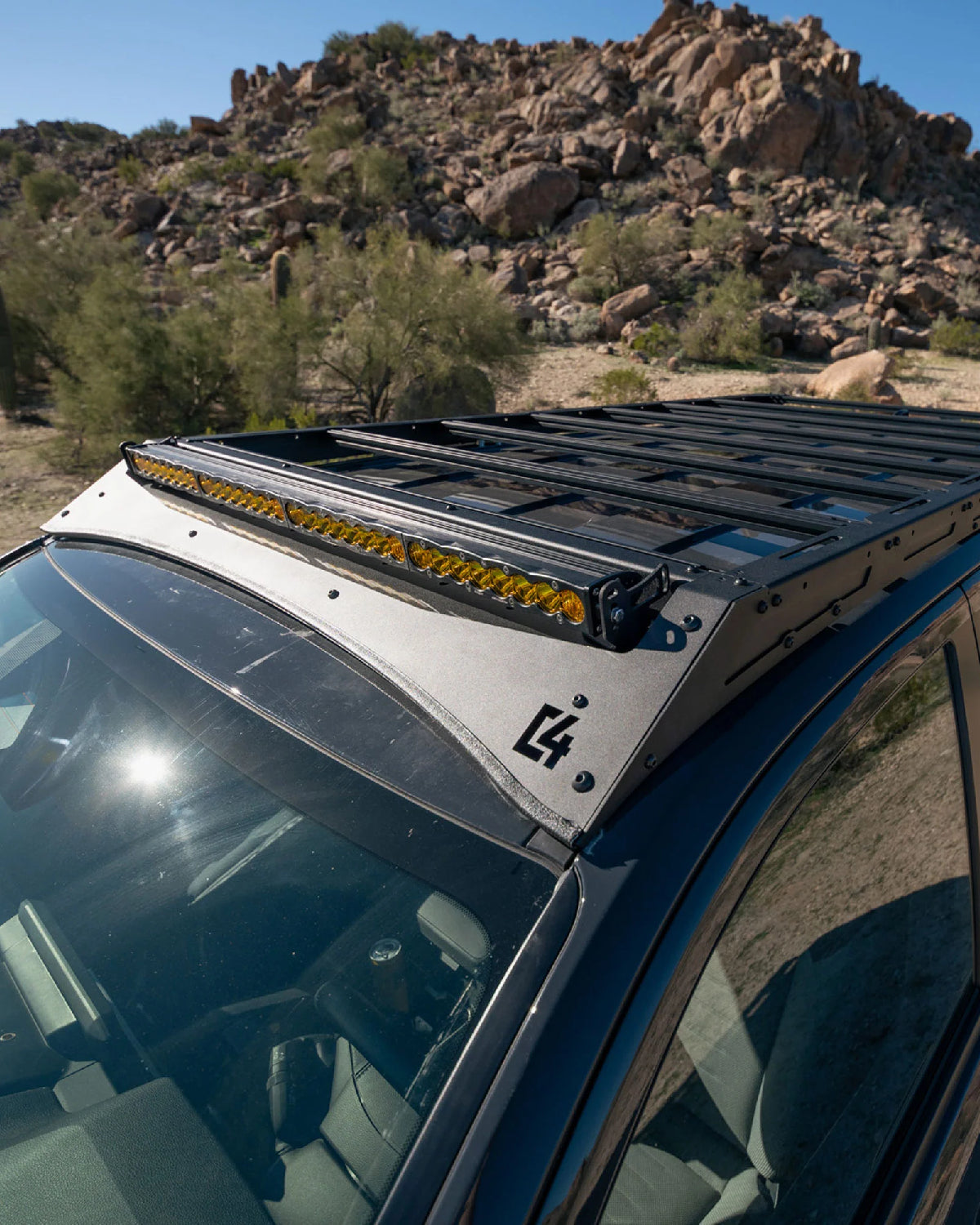 C4 Fabrication Roof Rack with 40 in Light Bar Cutout Front Fairing for 6th-Gen 4Runner (2025–Present)