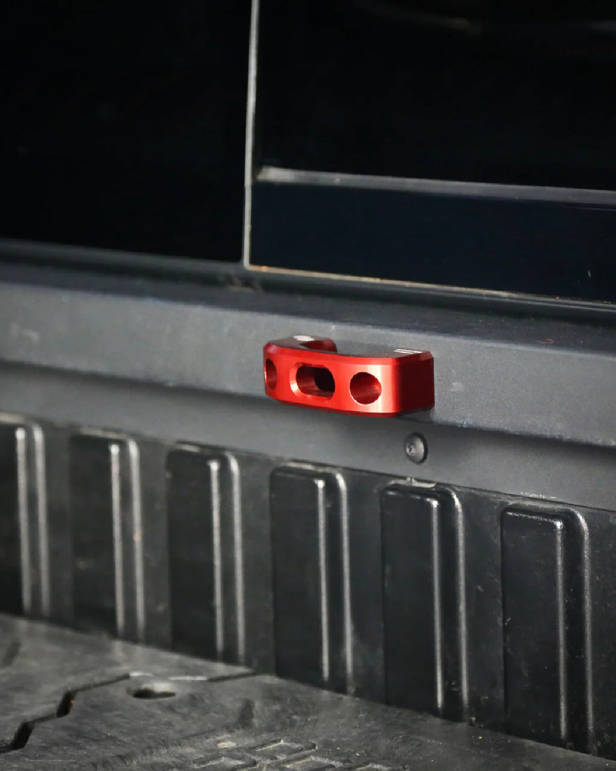 Charvonia Design Bed Center Tie-Down Anchor in Red Anodized Finish for 3rd-Gen Tacoma (2016–2023)