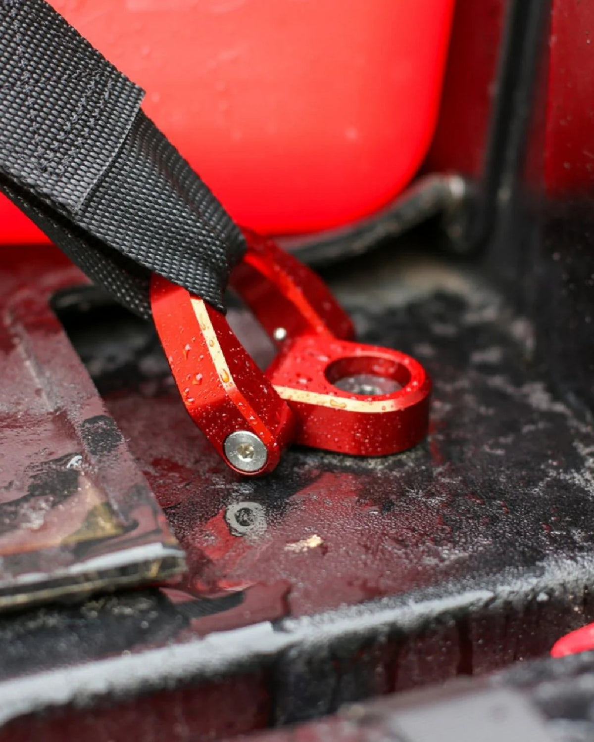 Charvonia Design Bed D-Ring Anchors in Red Anodized Finish for Toyota Tacoma (2005–Present) - Pair