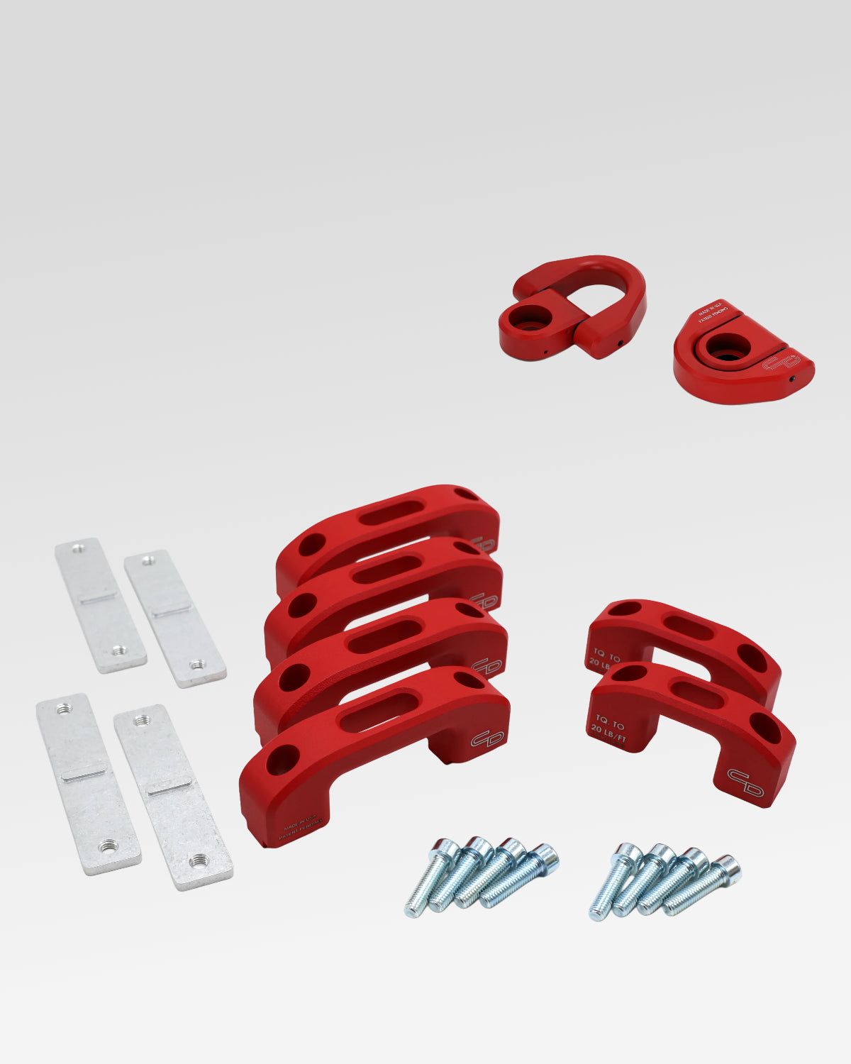 Charvonia Design Complete Bed Tie-Down Kit in Red Powder Coat for Toyota Tacoma (2005–Present)