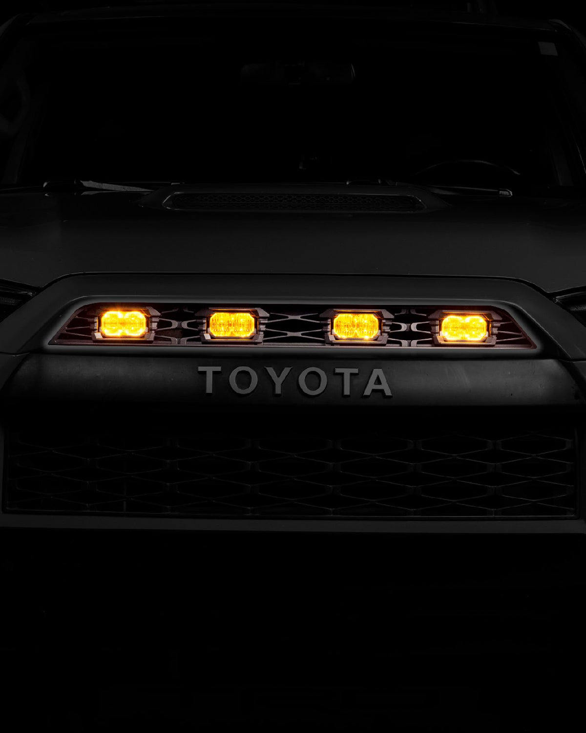 Morimoto XBG Upper Grille with 2Banger NCS LED Light Pods with SAE Multi-Pattern Beam Pattern and Yellow Lens for 5th-Gen 4Runner (2014–2024)