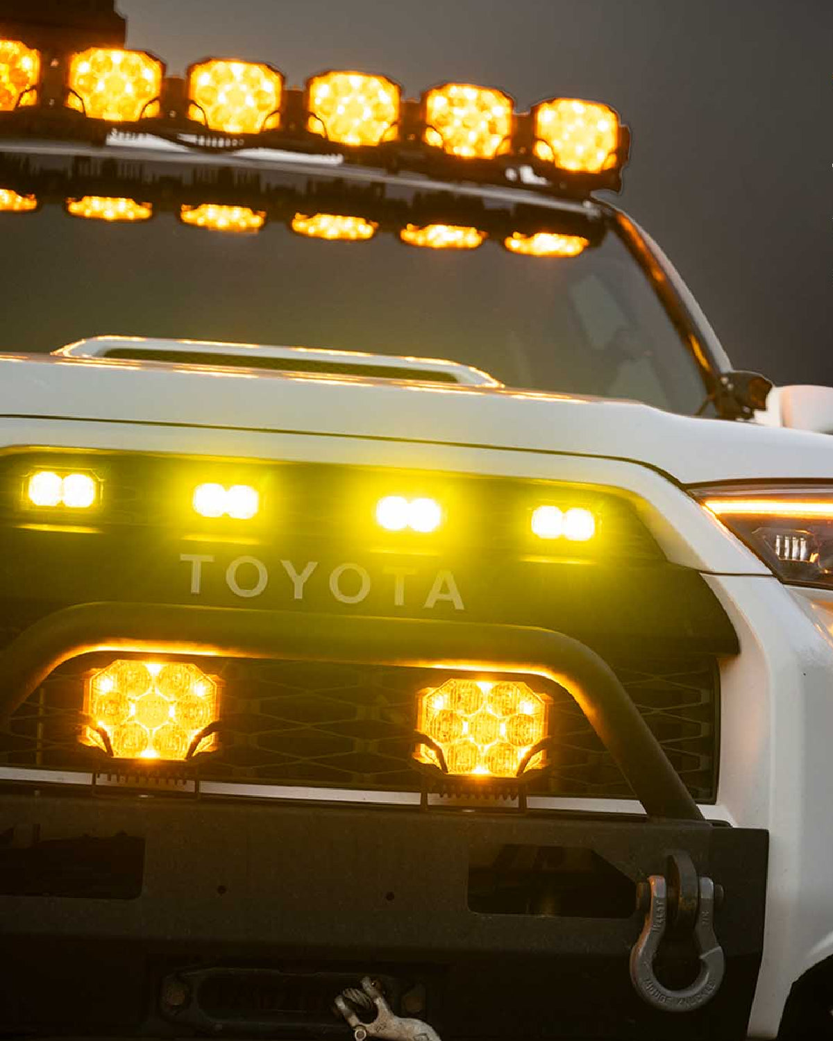 Morimoto XBG Upper Grille with 2Banger NCS LED Light Pods with SAE Multi-Pattern Beam Pattern and Yellow Lens for 5th-Gen 4Runner (2014–2024)