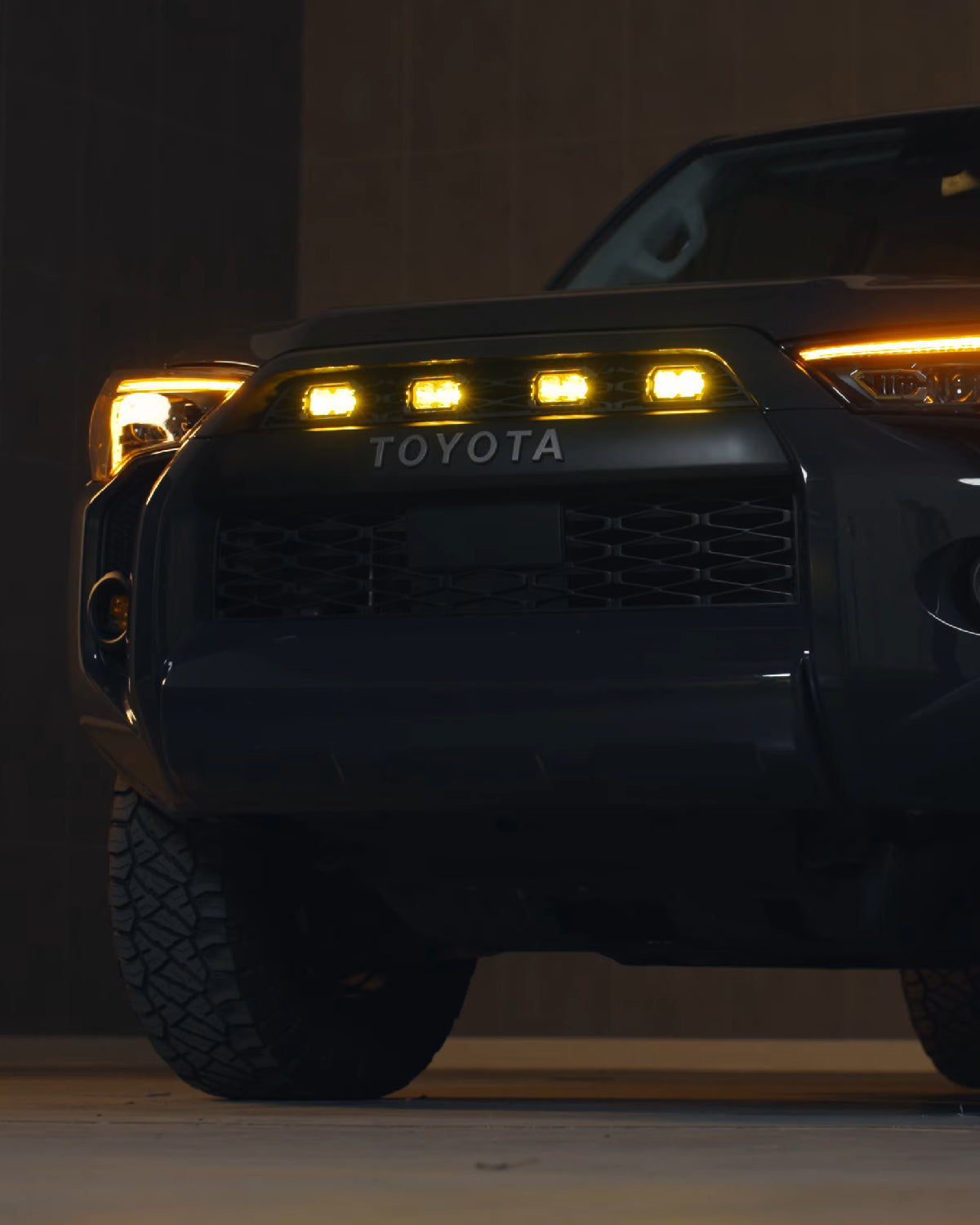 Morimoto XBG Upper Grille with 2Banger NCS LED Light Pods with SAE Multi-Pattern Beam Pattern and Yellow Lens for 5th-Gen 4Runner (2014–2024)