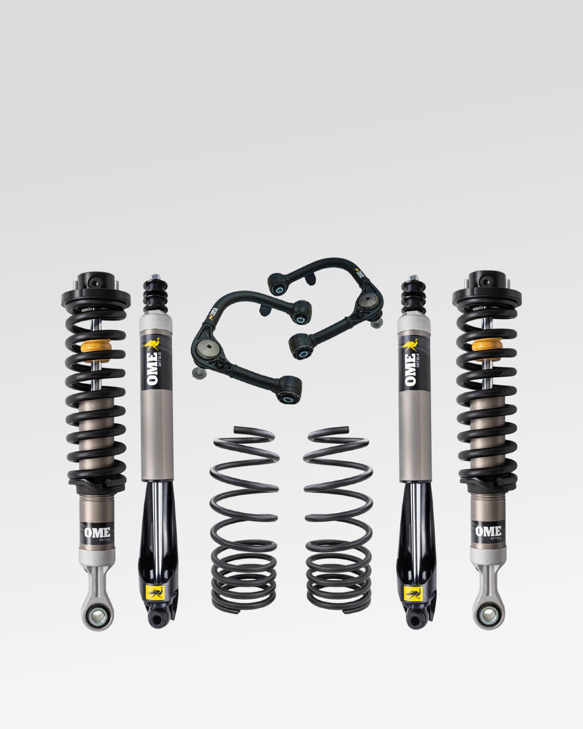 Old Man Emu MT64 Suspension Kit with 1.75–3 in Front Lift, 2 in Rear Lift, 0 lb Front Load Rating, 440 lb Rear Load Rating, and Front Upper Control Arms for Land Cruiser 250 Series (2024–Present)