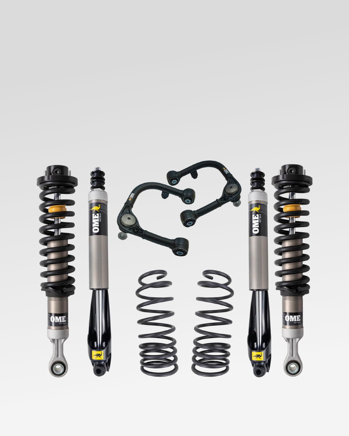 Old Man Emu MT64 Suspension Kit with 1.75–3 in Front Lift, 2 in Rear Lift, 0 lb Front Load Rating, 0 lb Rear Load Rating, and Front Upper Control Arms for Land Cruiser 250 Series (2024–Present)