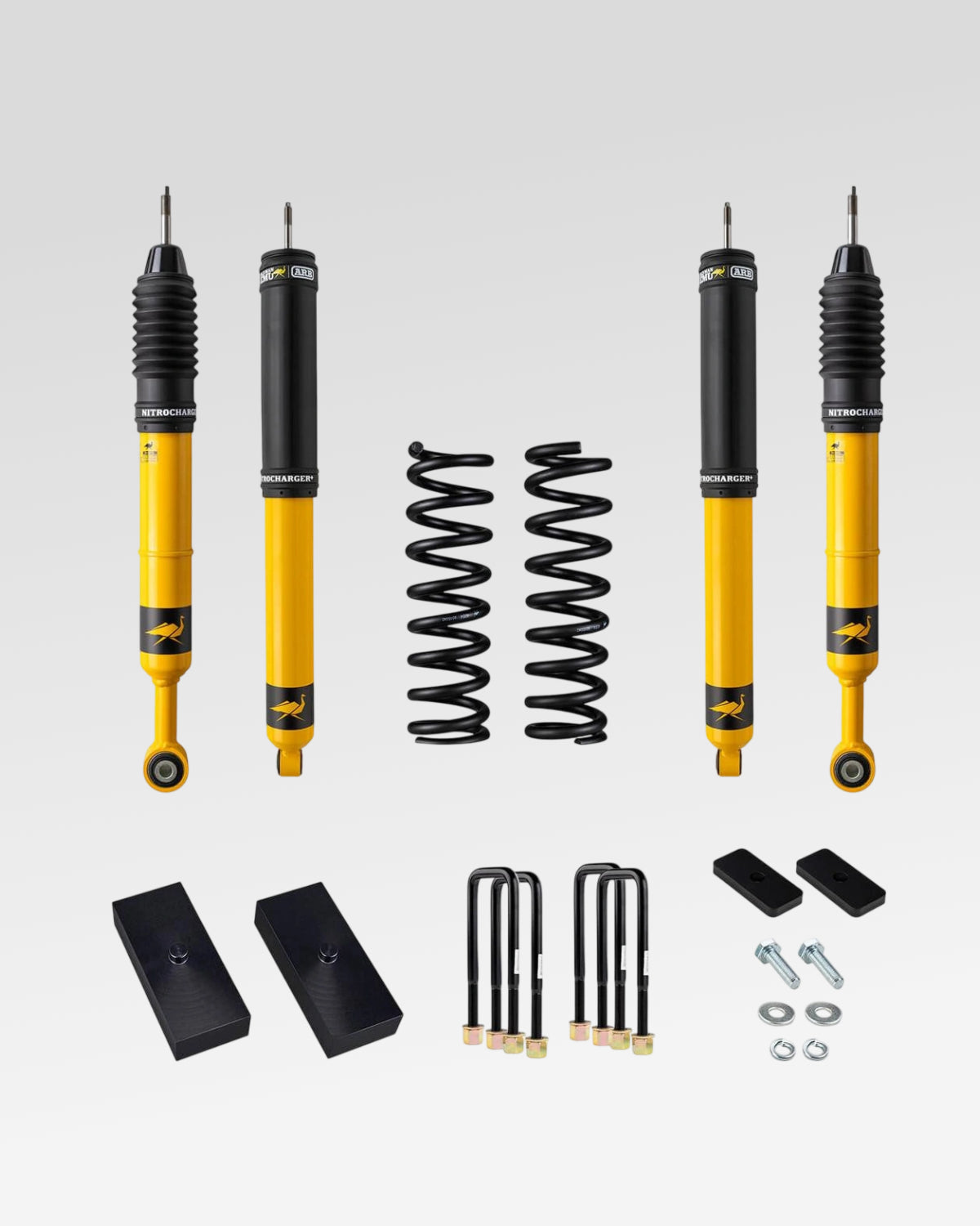Old Man Emu Nitrocharger Plus Suspension Kit with 2 in Front Lift, 1.25 in Rear Lift, 220–330 lb Front Load Rating, and 0 lb Rear Load Rating for 3rd-Gen Tacoma (2016–2023)
