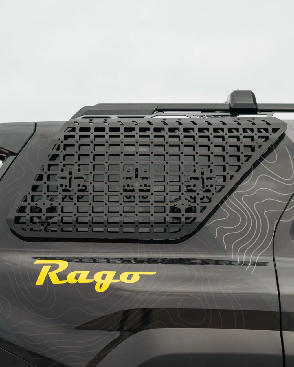 Rago Fabrication Passenger's Side Rear Window Exterior MOLLE Panel for 6th-Gen 4Runner with OEM Roof Rails (2025–Present)