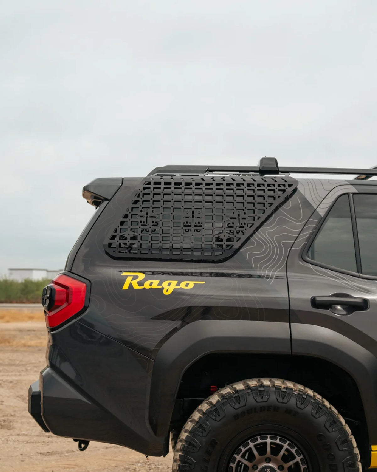 Rago Fabrication Passenger's Side Rear Window Exterior MOLLE Panel for 6th-Gen 4Runner with OEM Roof Rails (2025–Present)