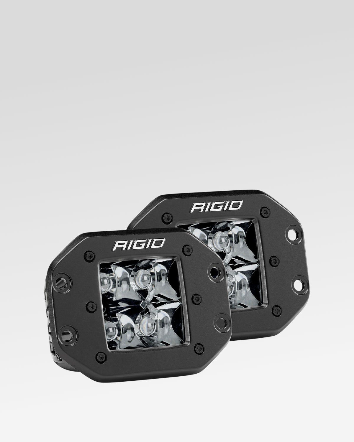 Rigid Industries D-Series Midnight Flush-Mount LED Light Pods with Spot Beam Pattern and Clear Lens - Pair