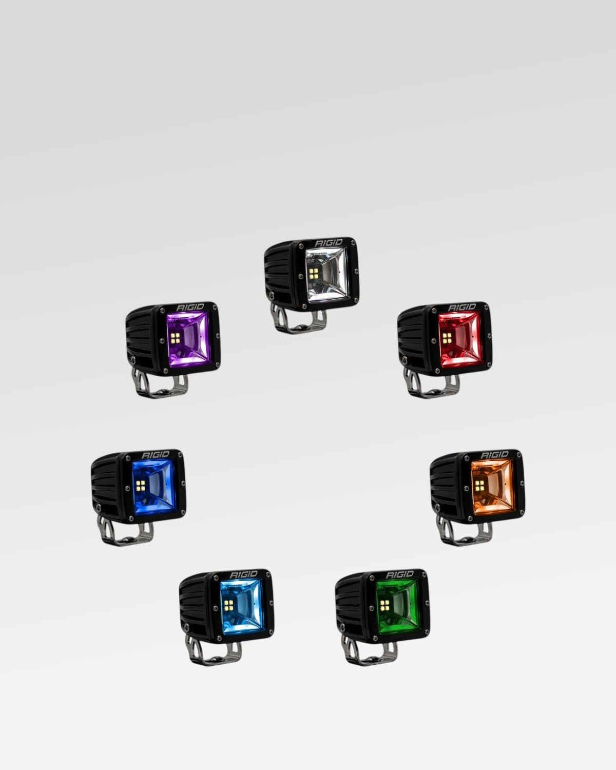 Rigid Industries Radiance LED Light Pods with Scene Beam Pattern, Clear Lens, and 7-Color Selectable Backlight - Pair